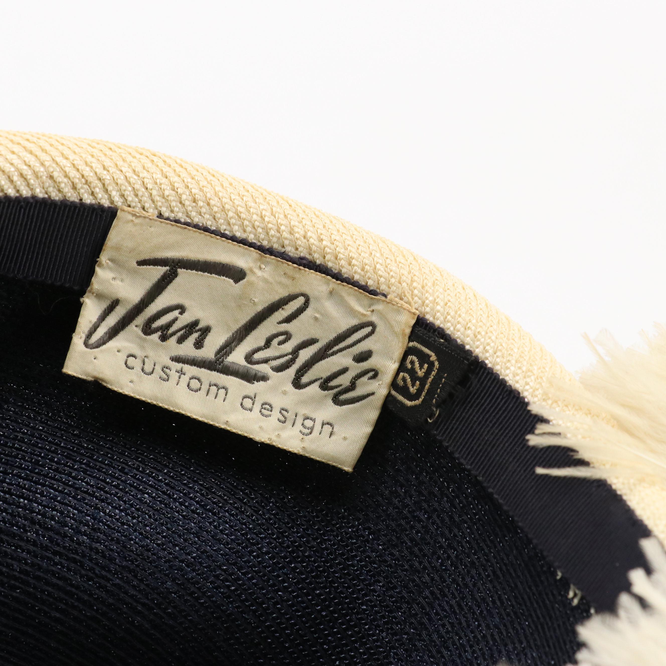 Vintage Jan Leslie Pom-Pom Hat and Other Disc Hats with Peony Floral Hat Box