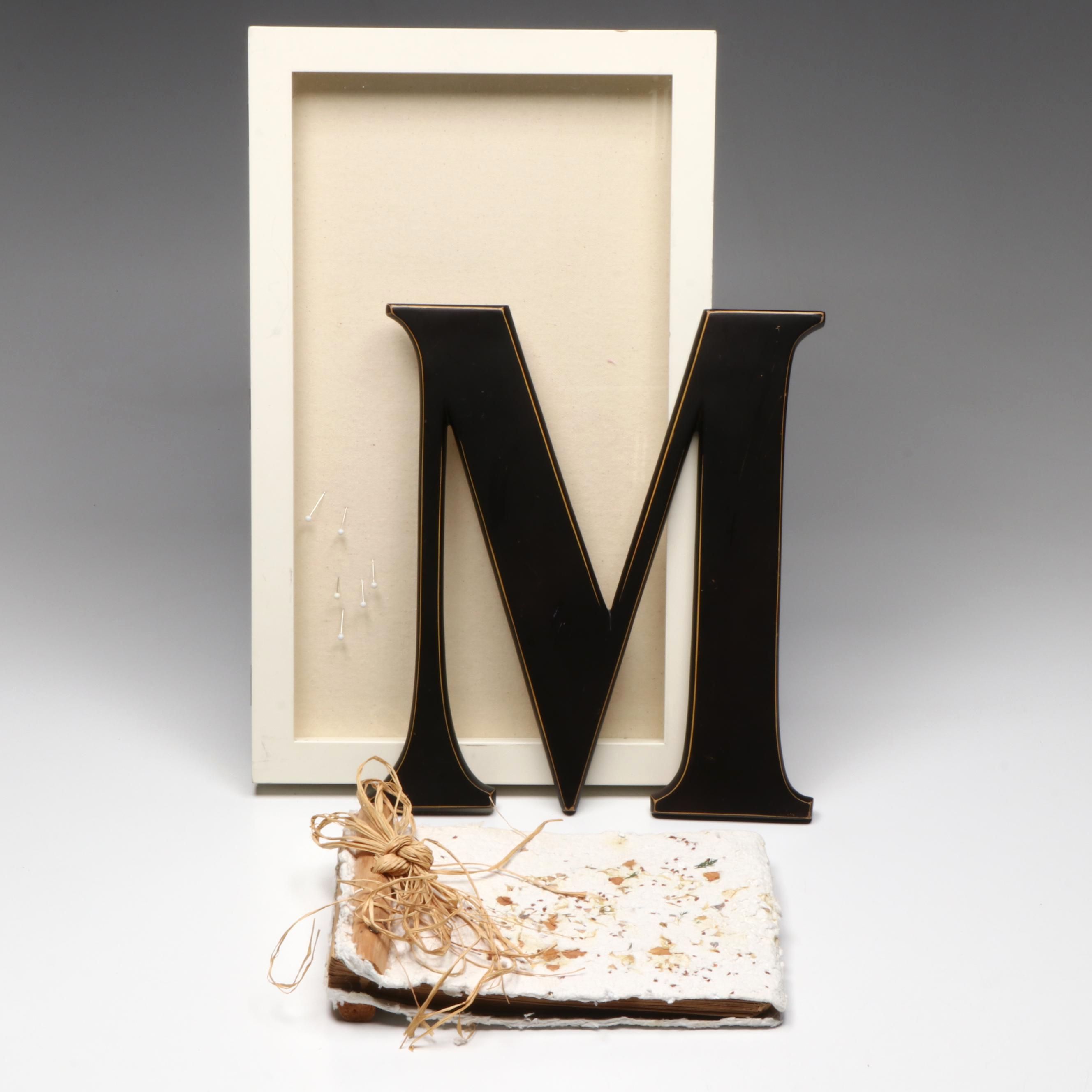 Glass Top Display Box with Wall Hanging "M" and Handmade Photo Album