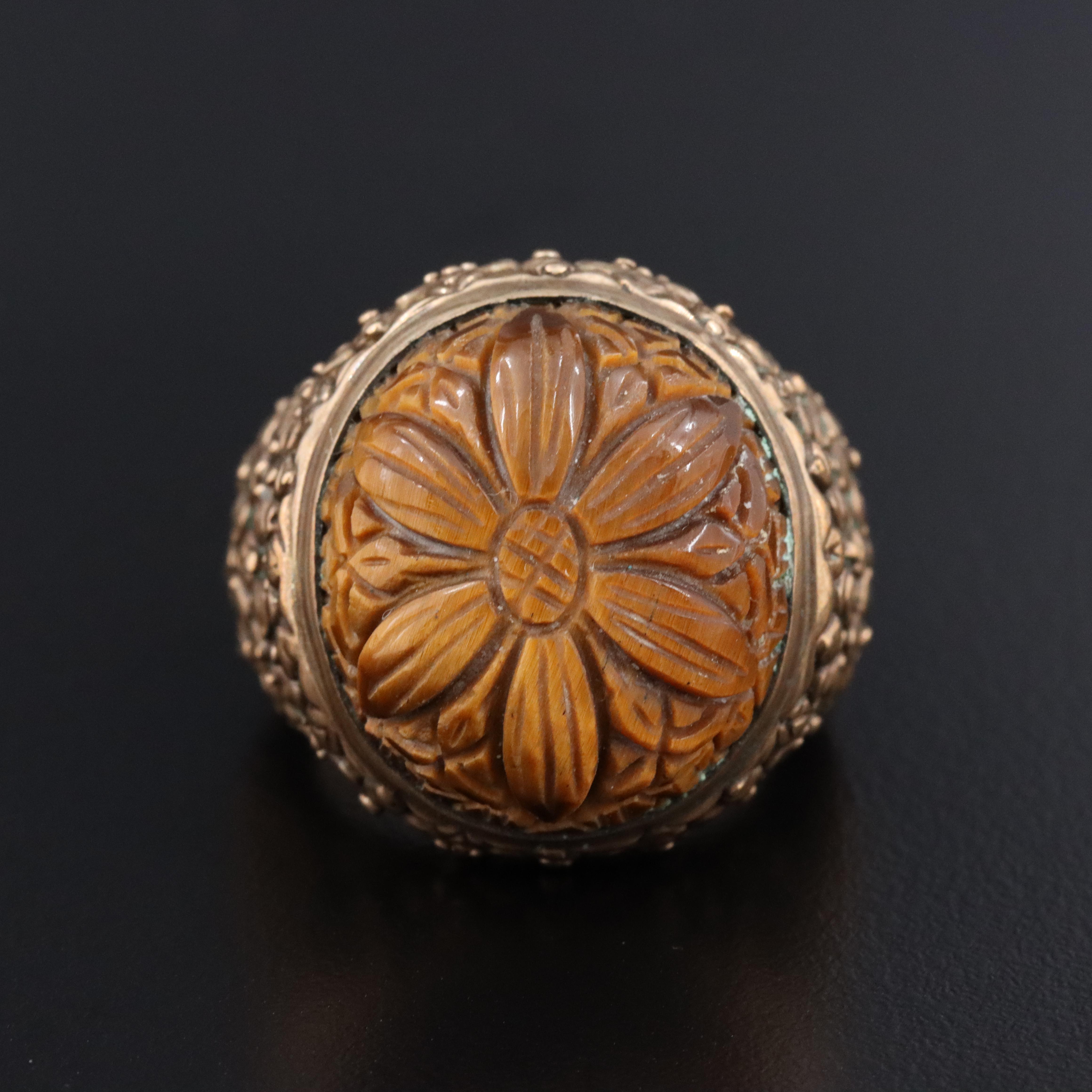 Stephen Dweck Carved Tiger's Eye Ring