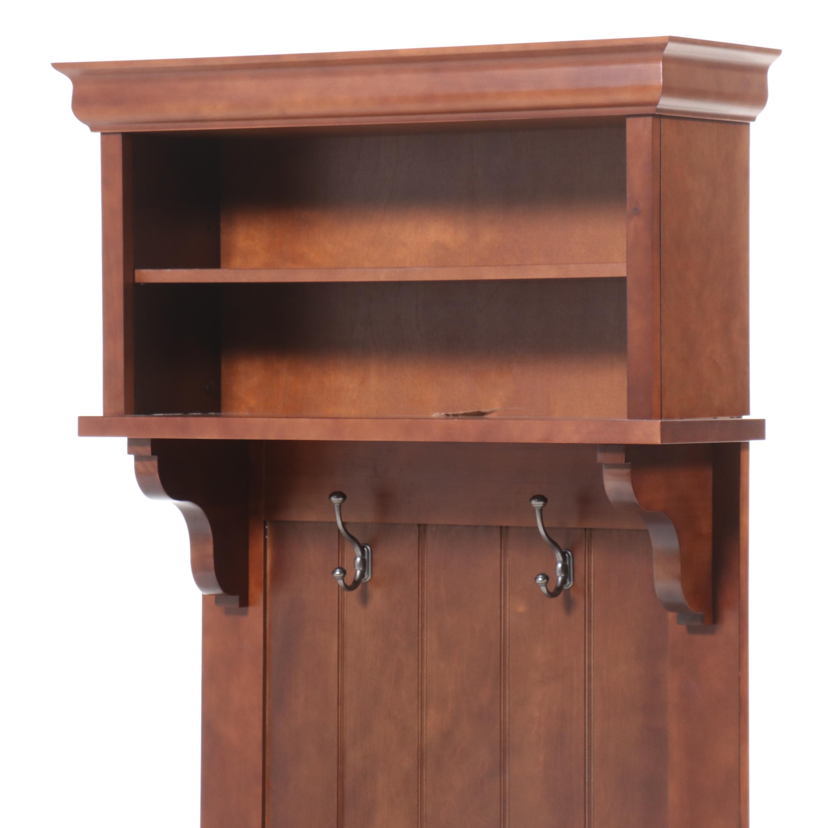 Contemporary Style Wooden Hall Tree Bench with Fabric Cushion