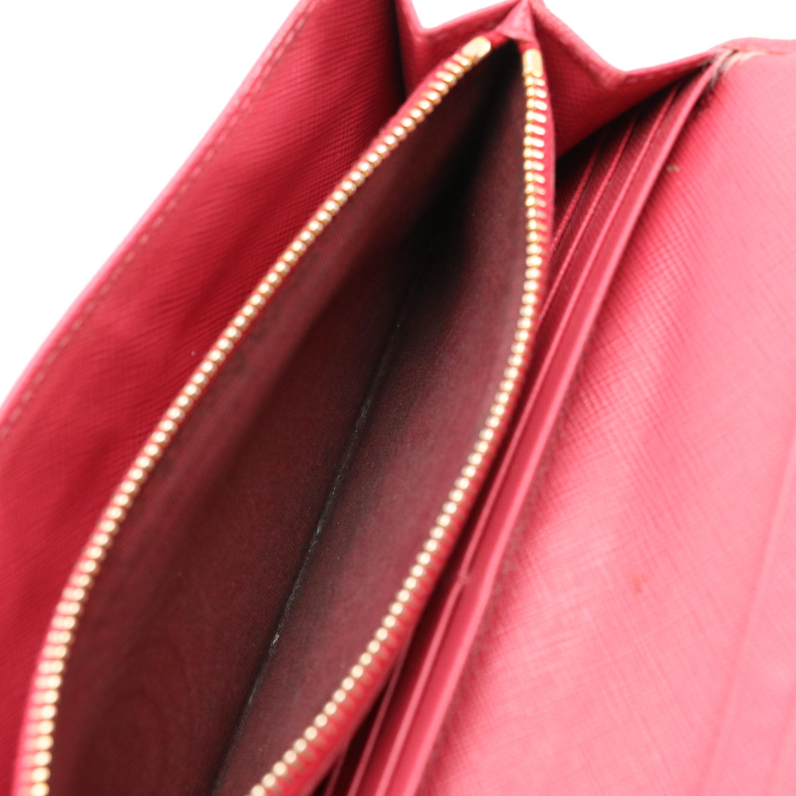 Prada Continental Wallet in Pink Saffiano Leather