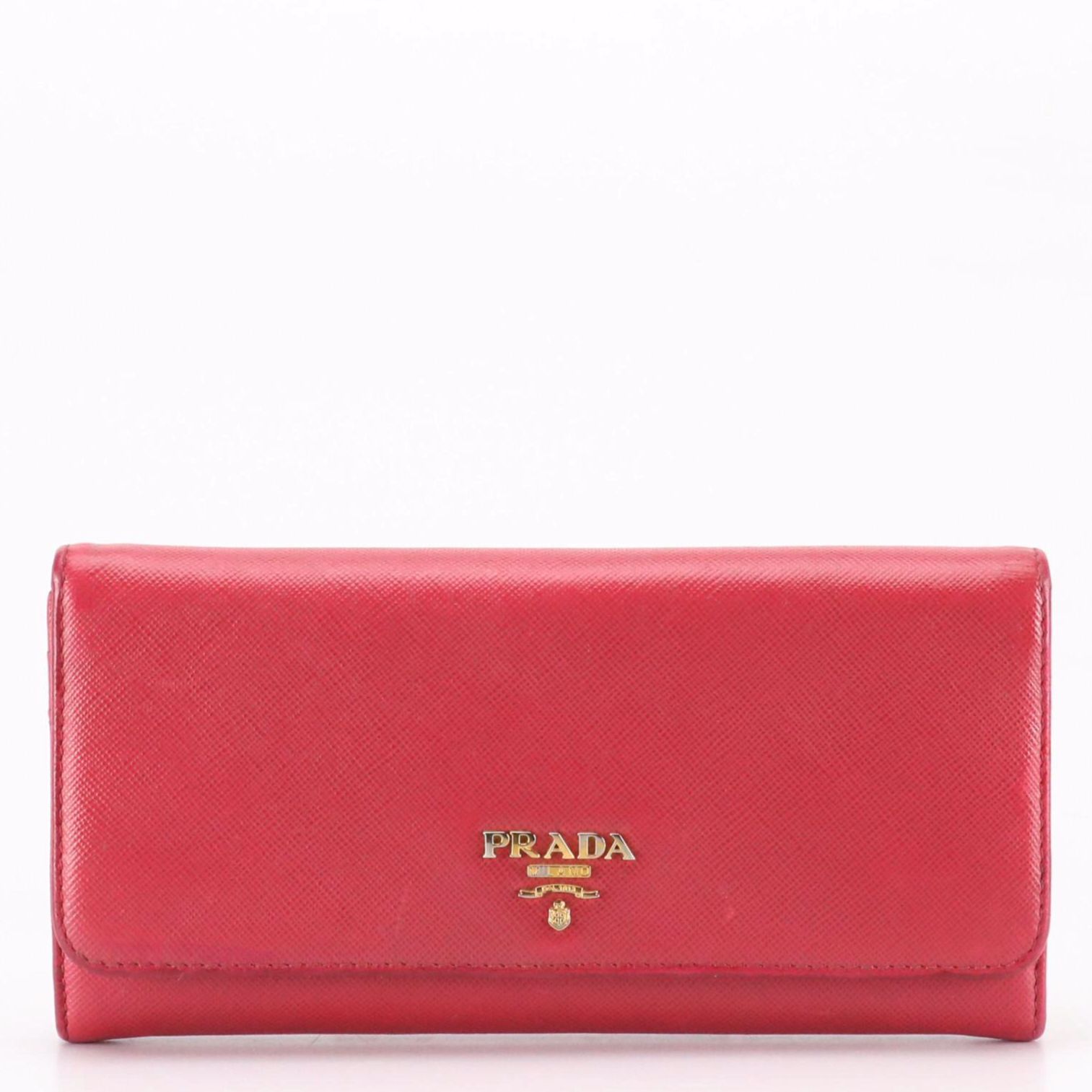 Prada Continental Wallet in Pink Saffiano Leather