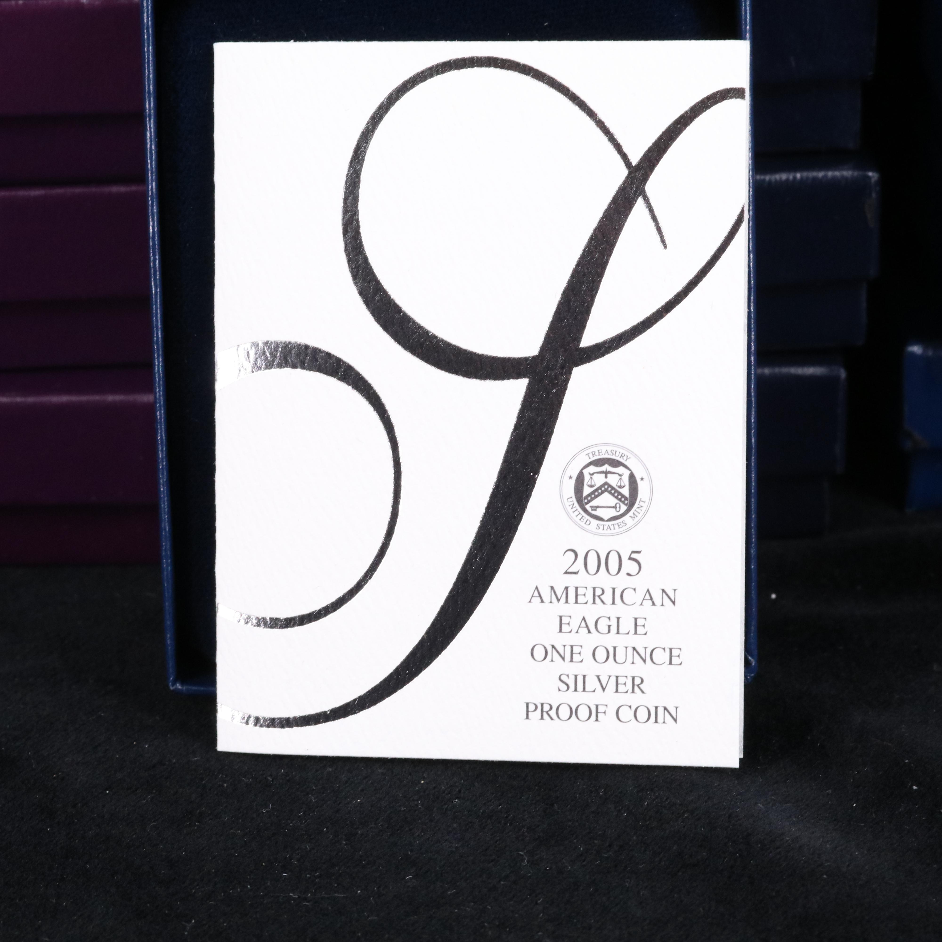 Twenty American Silver Eagle Proof Coins from 1986-2005