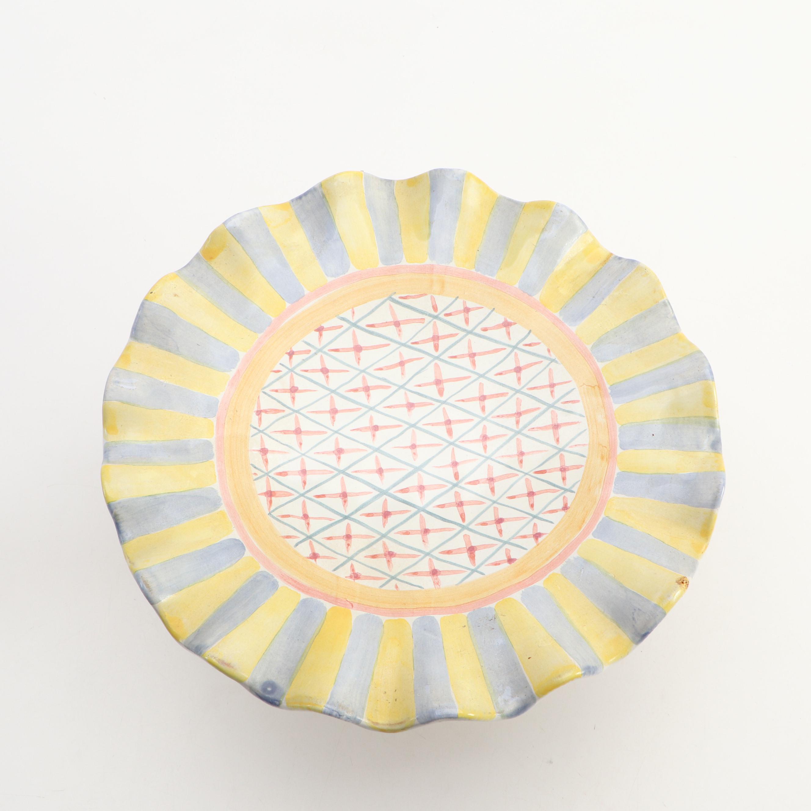 MacKenzie-Childs "Monet" Cake Stand with "Myrtle" Creamer and Sugar Bowl