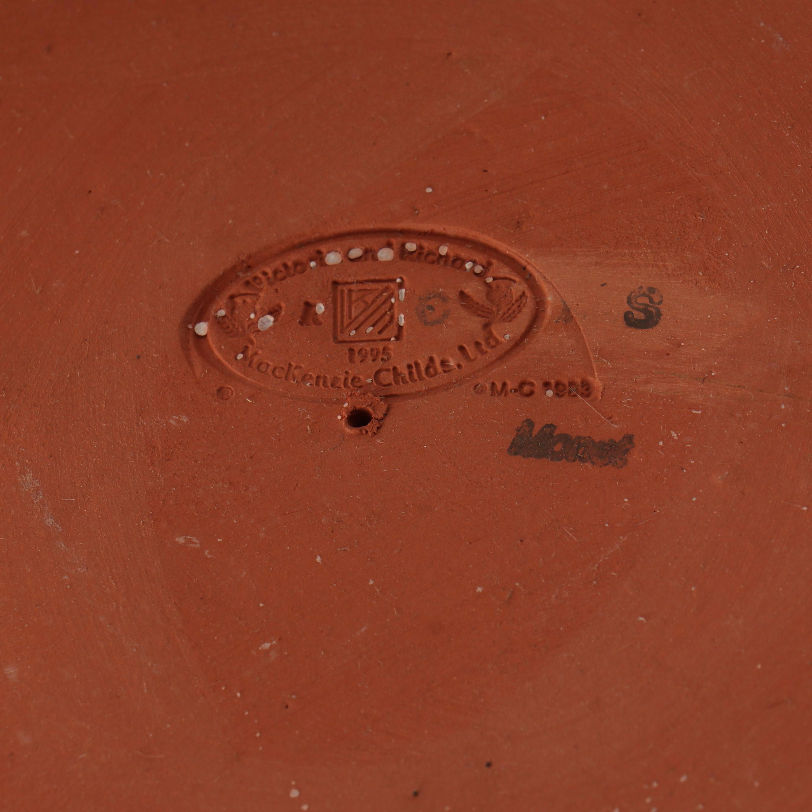 MacKenzie-Childs "Monet" Cake Stand with "Myrtle" Creamer and Sugar Bowl