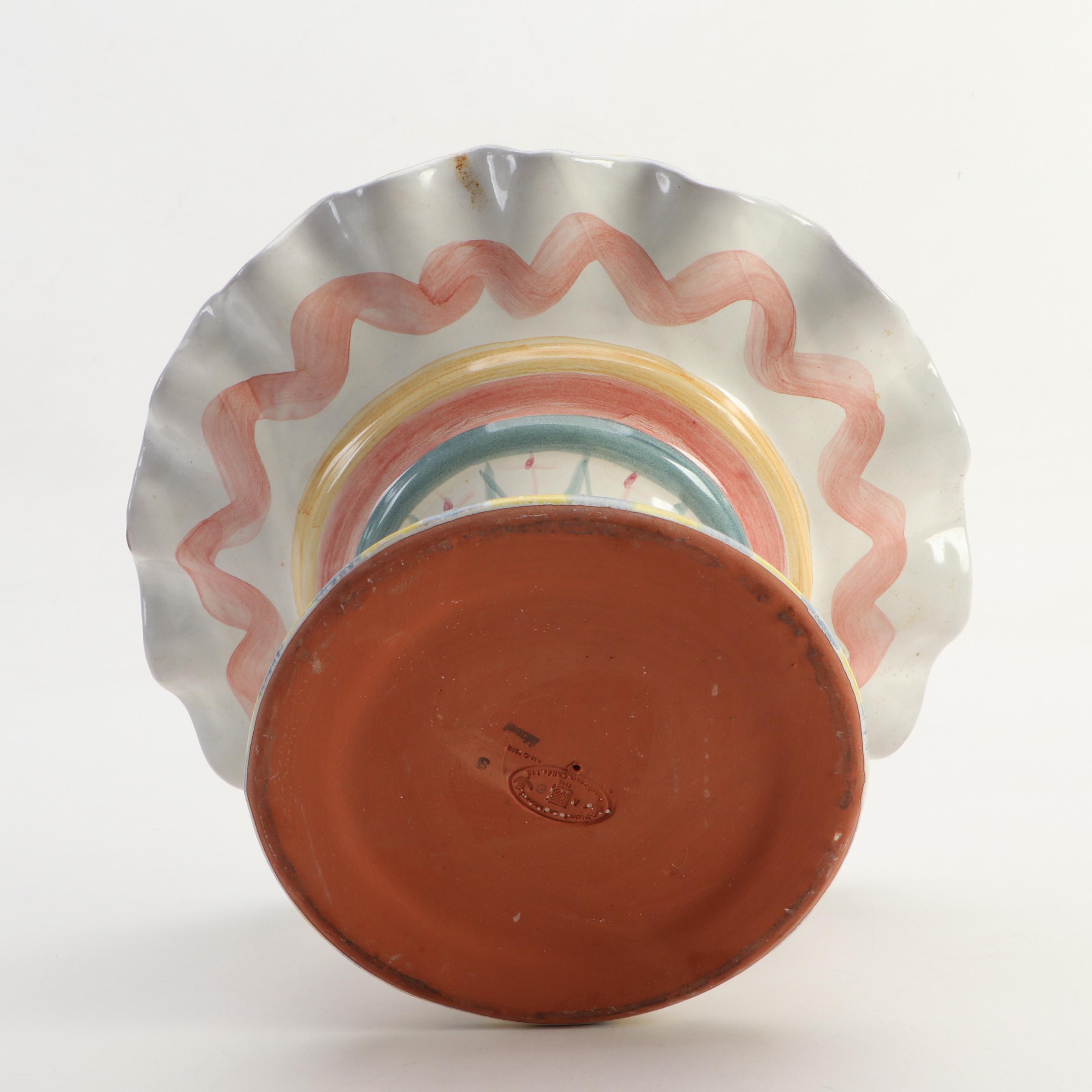 MacKenzie-Childs "Monet" Cake Stand with "Myrtle" Creamer and Sugar Bowl