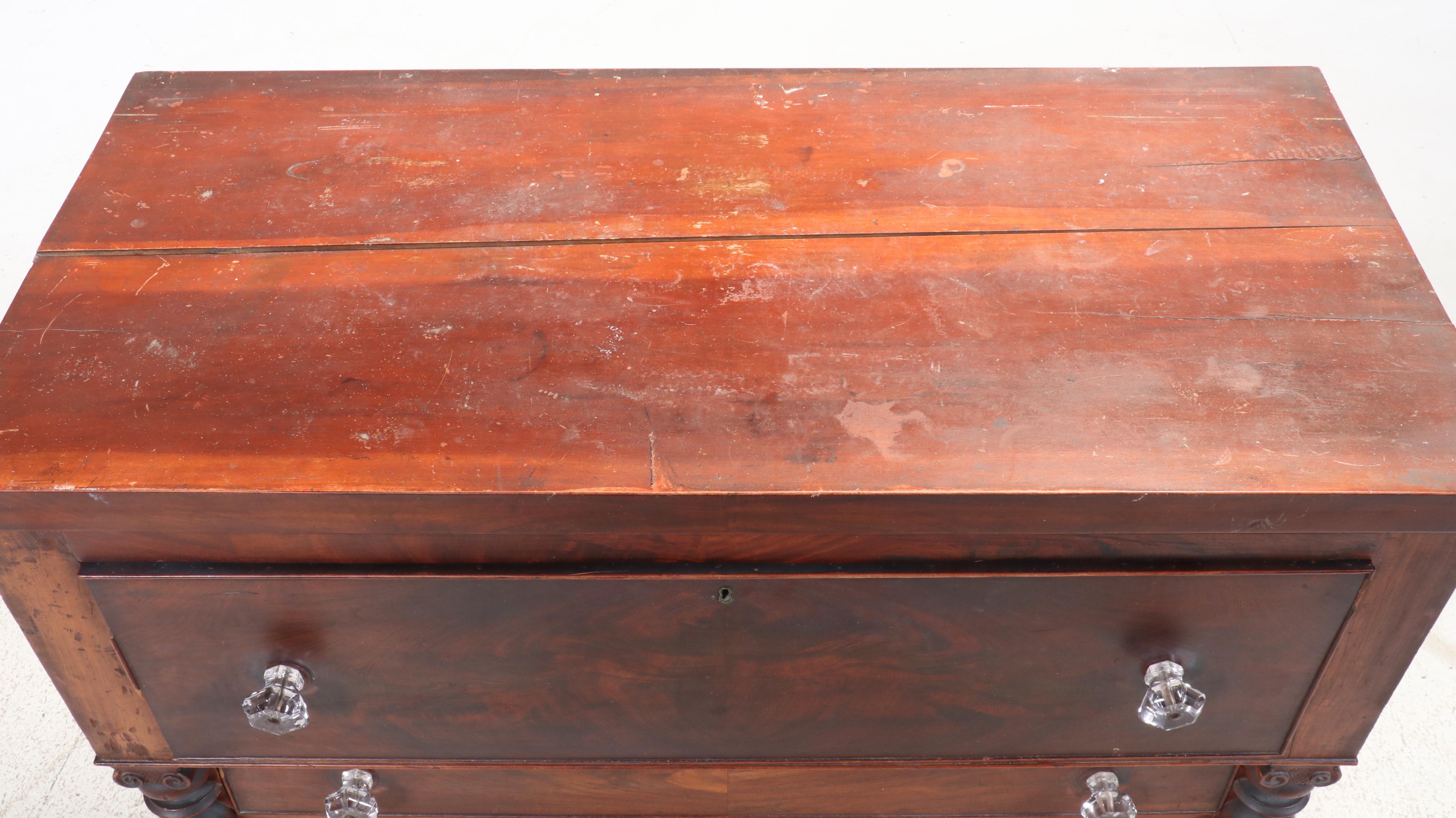 American Empire Figured Mahogany Four-Drawer Chest, Early to Mid-19th Century