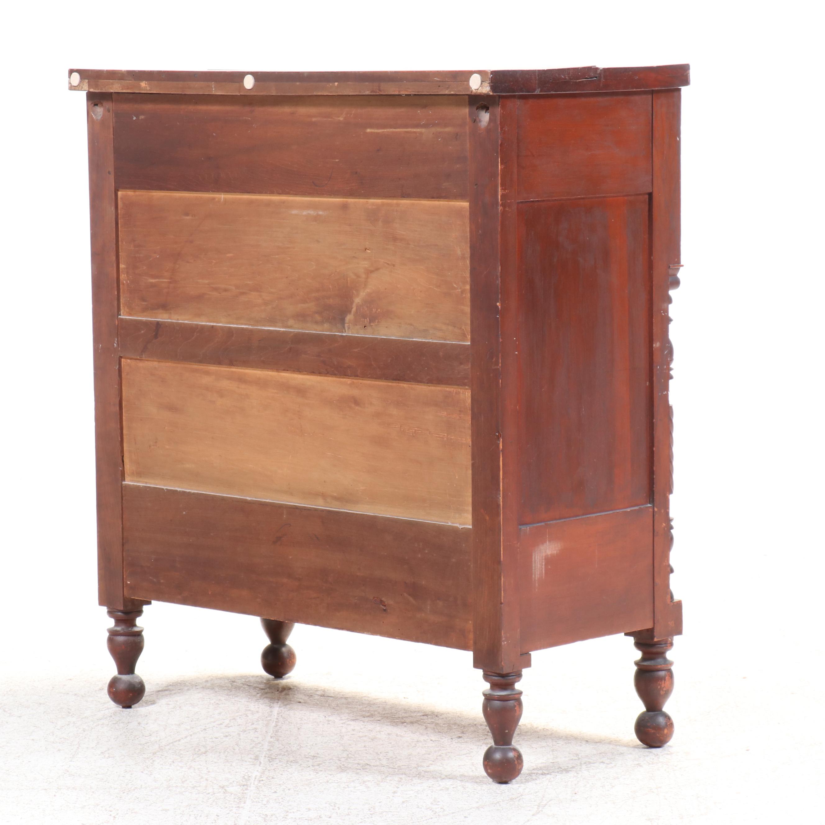 American Empire Figured Mahogany Four-Drawer Chest, Early to Mid-19th Century