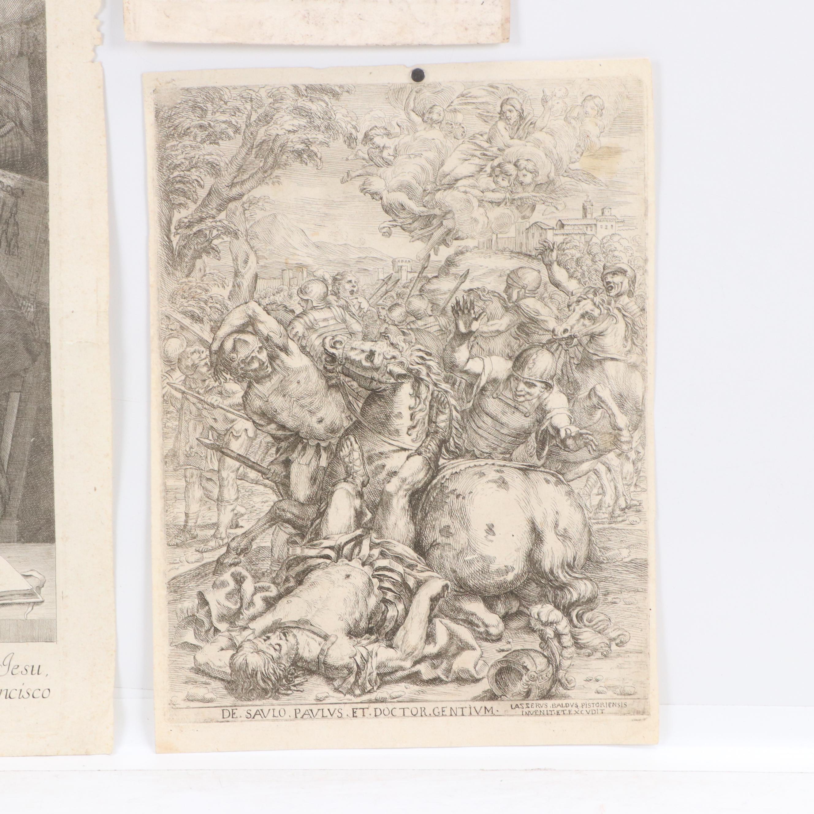 Antique Engraving of Cardinal Robert Bellarmine, 1749, and Other Engravings