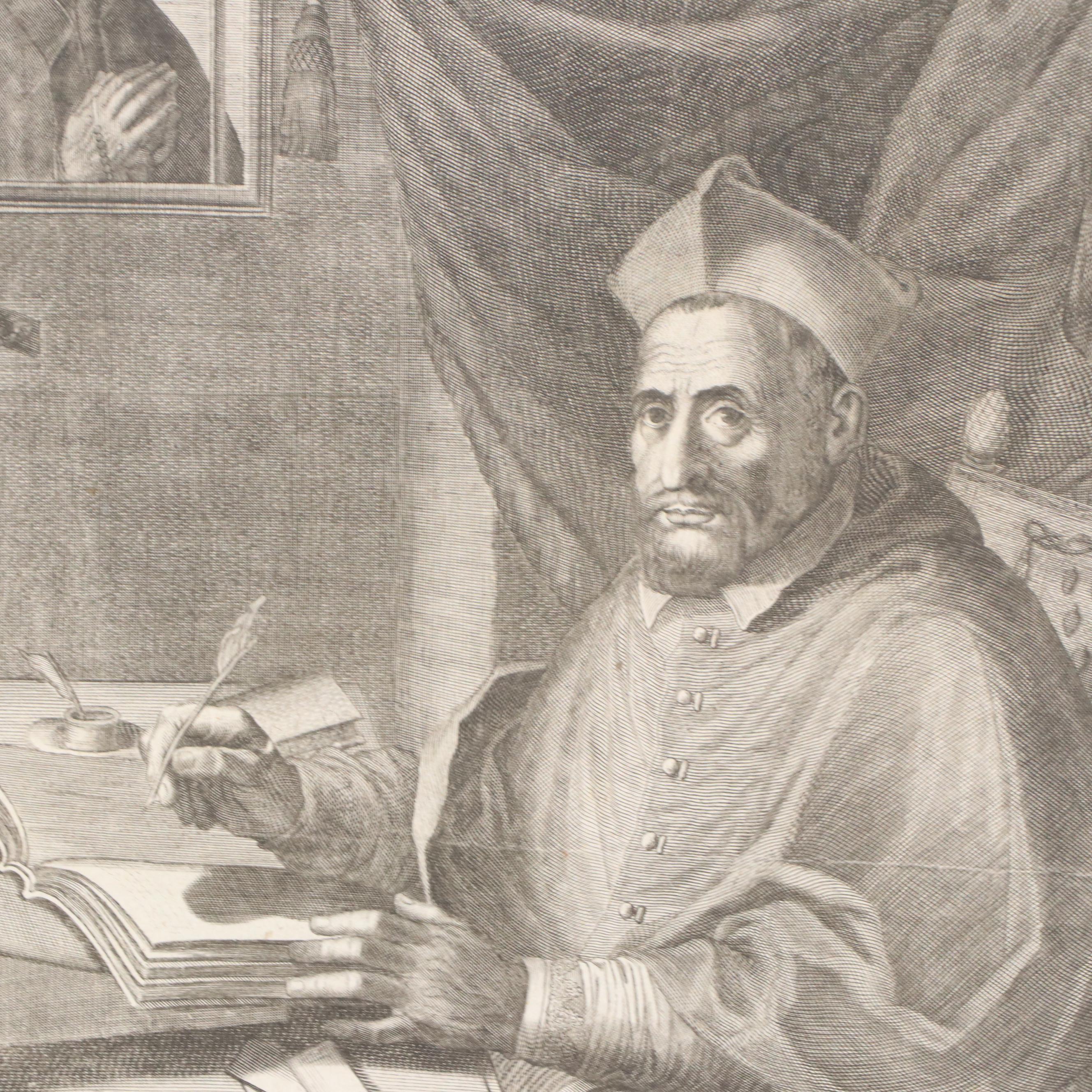 Antique Engraving of Cardinal Robert Bellarmine, 1749, and Other Engravings