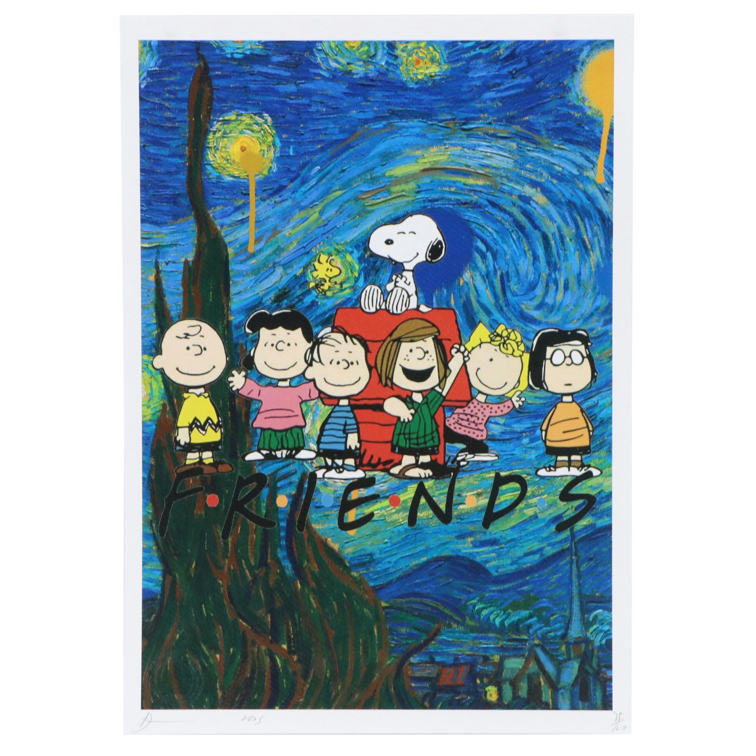 Death NYC Pop Art Graphic Print Hamage Van Gogh x Peanuts "Friends," 2025
