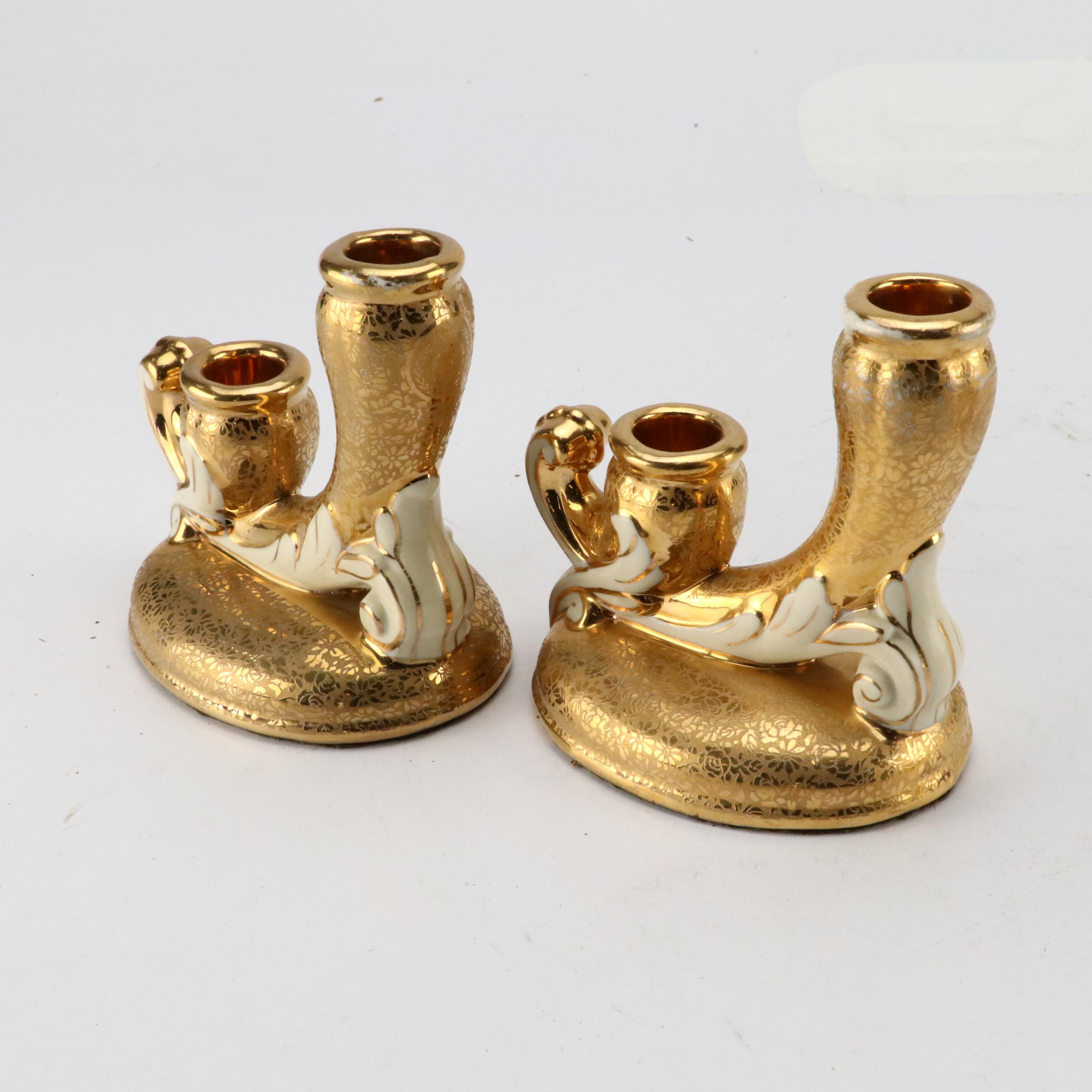 Le Mieux and Other Gilt Decorated Porcelain Dishes, Bowls, Candlesticks and More