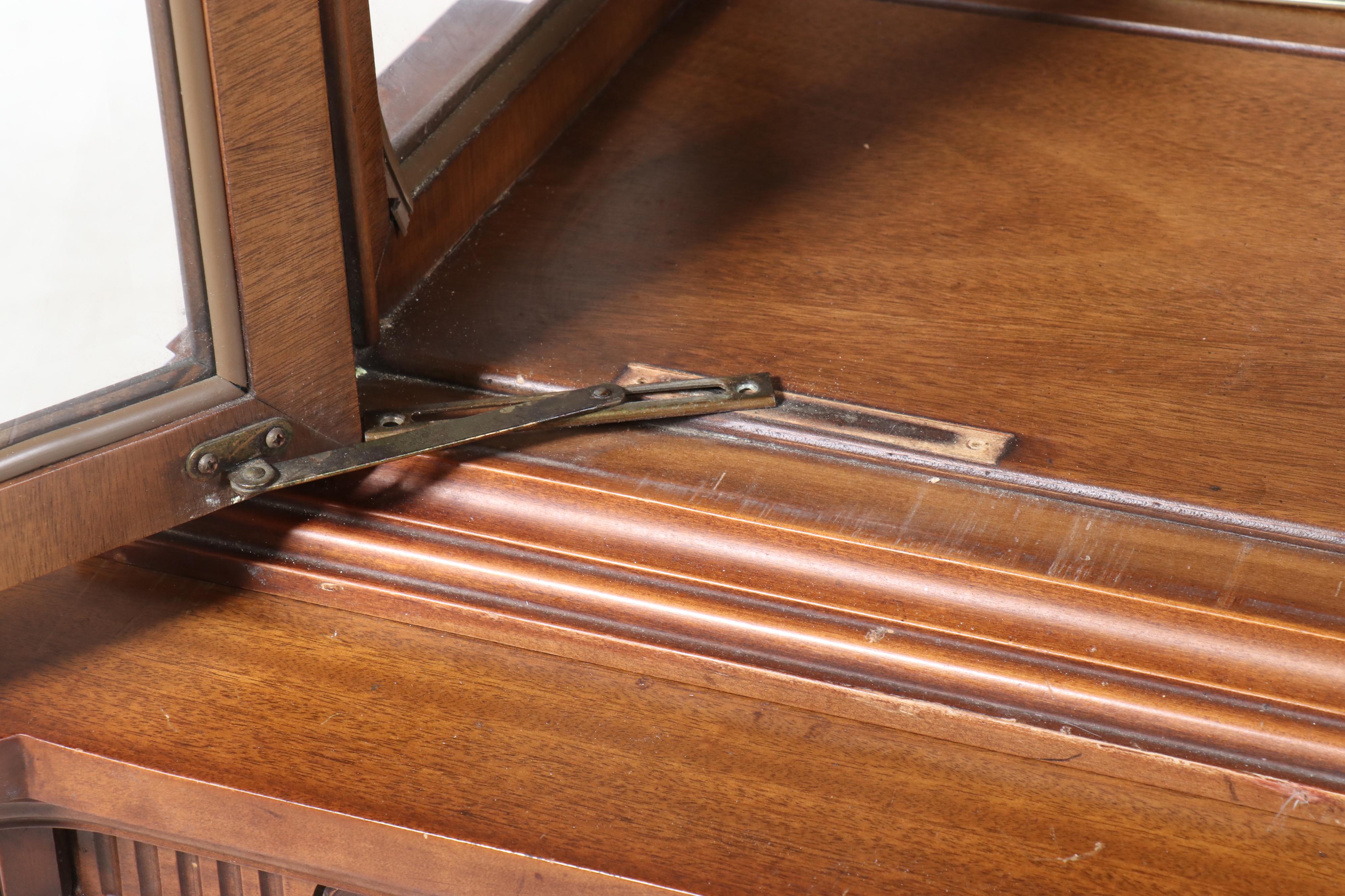 French Style Burl Walnut China Cabinet with Beveled Glass