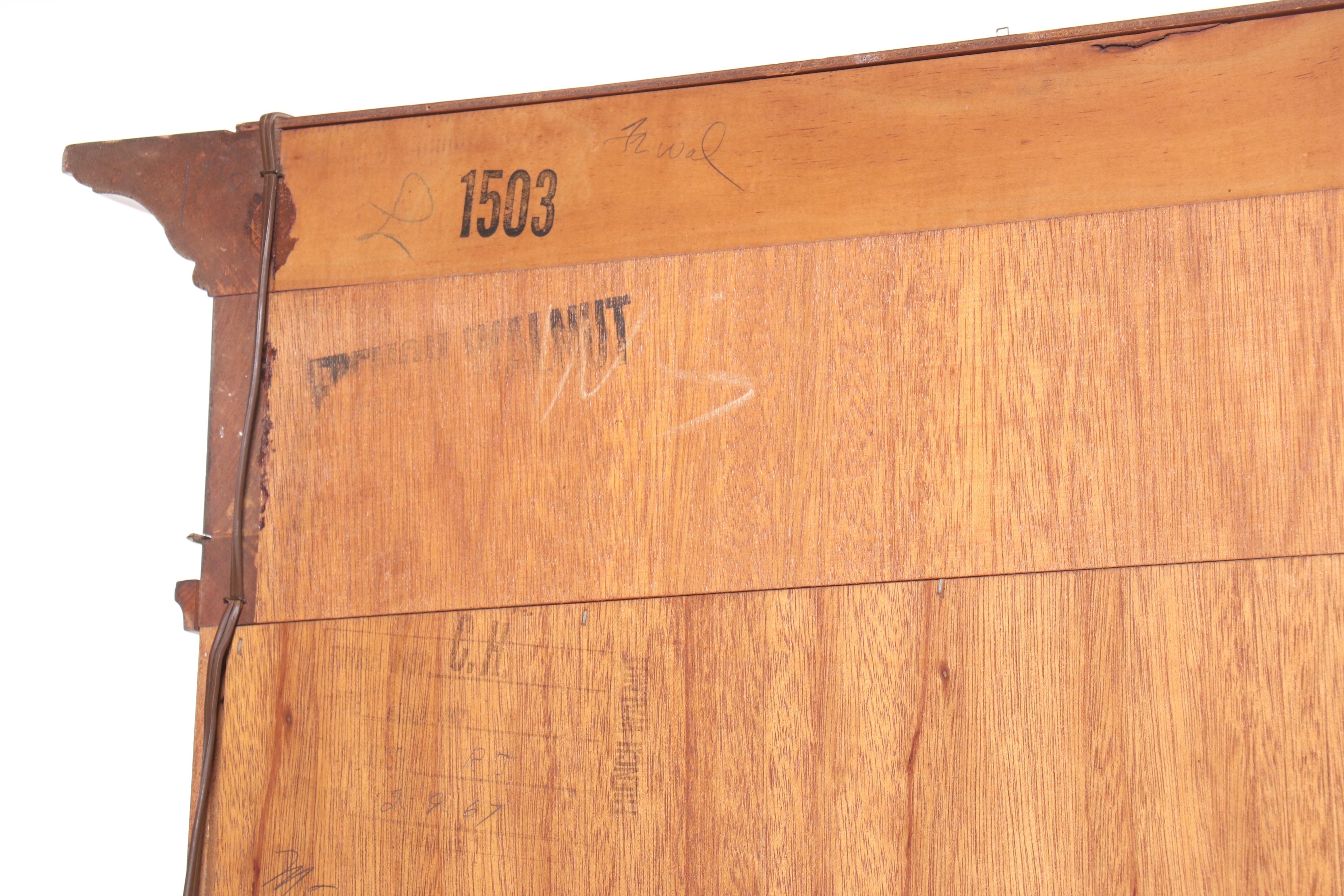 French Style Burl Walnut China Cabinet with Beveled Glass