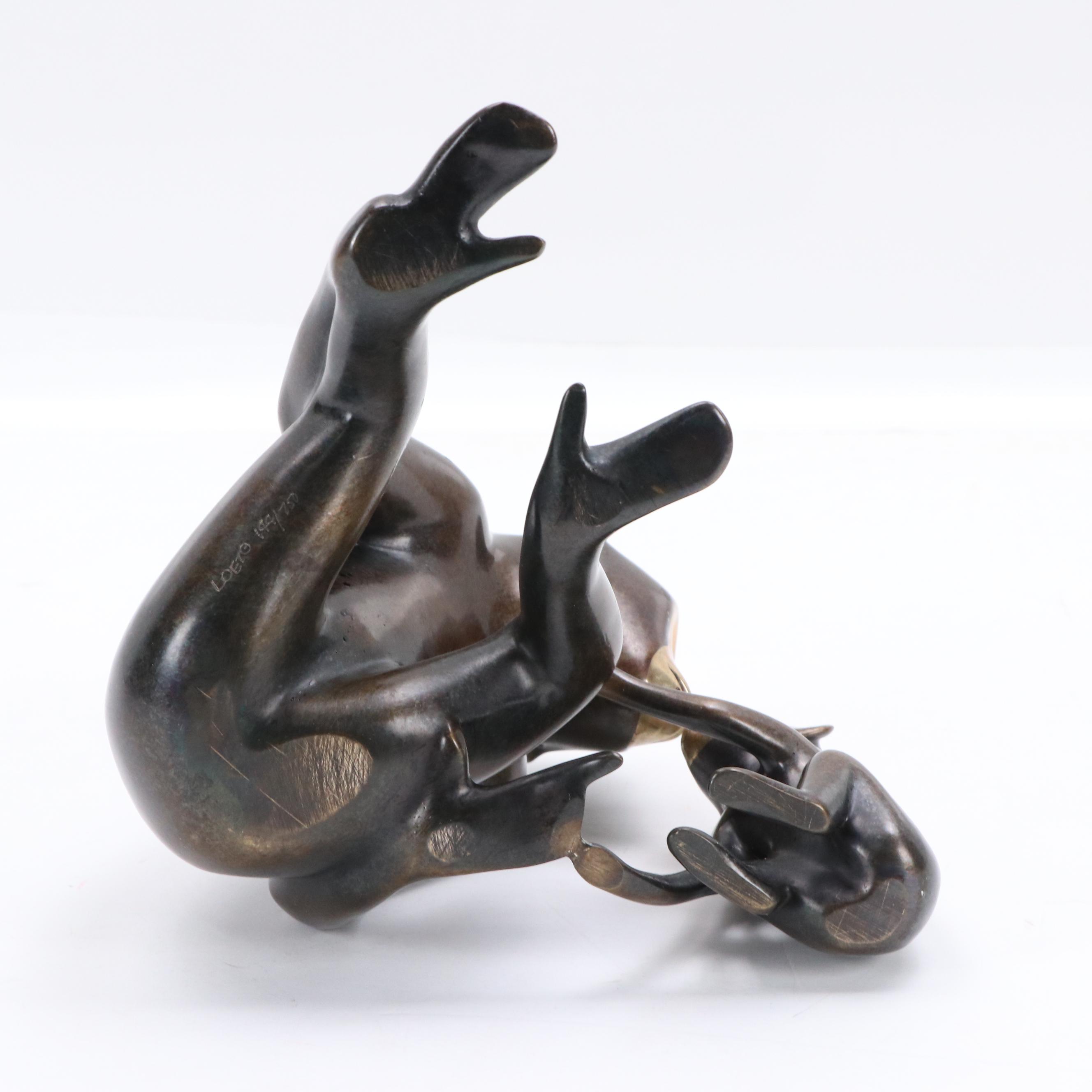 Loet Vanderveen Patinated Bronze Sculpture "Chimpanzee and Baby"