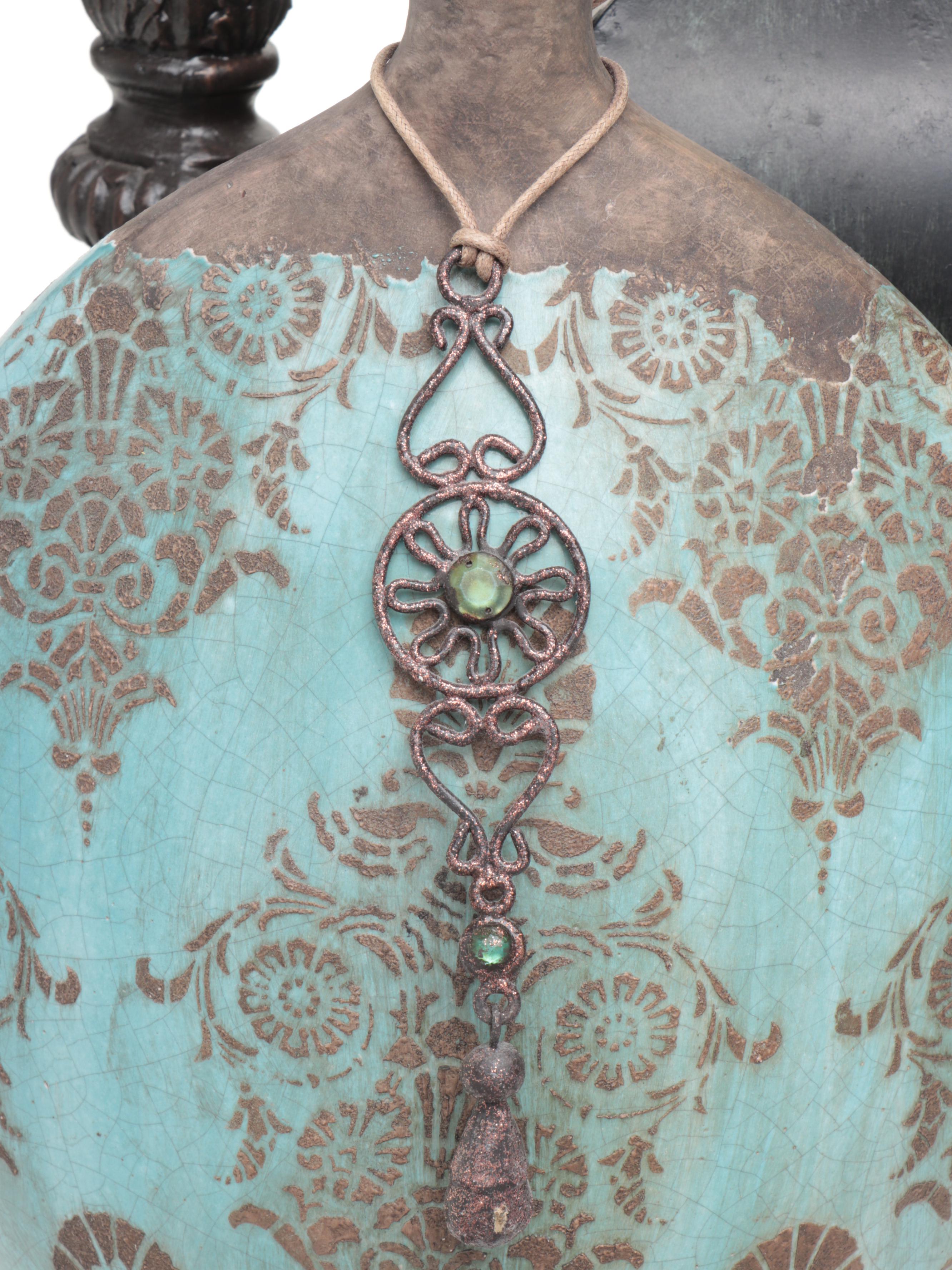 Pair of Footed Pillar Candle Holders with Decorative Vases and Mirror