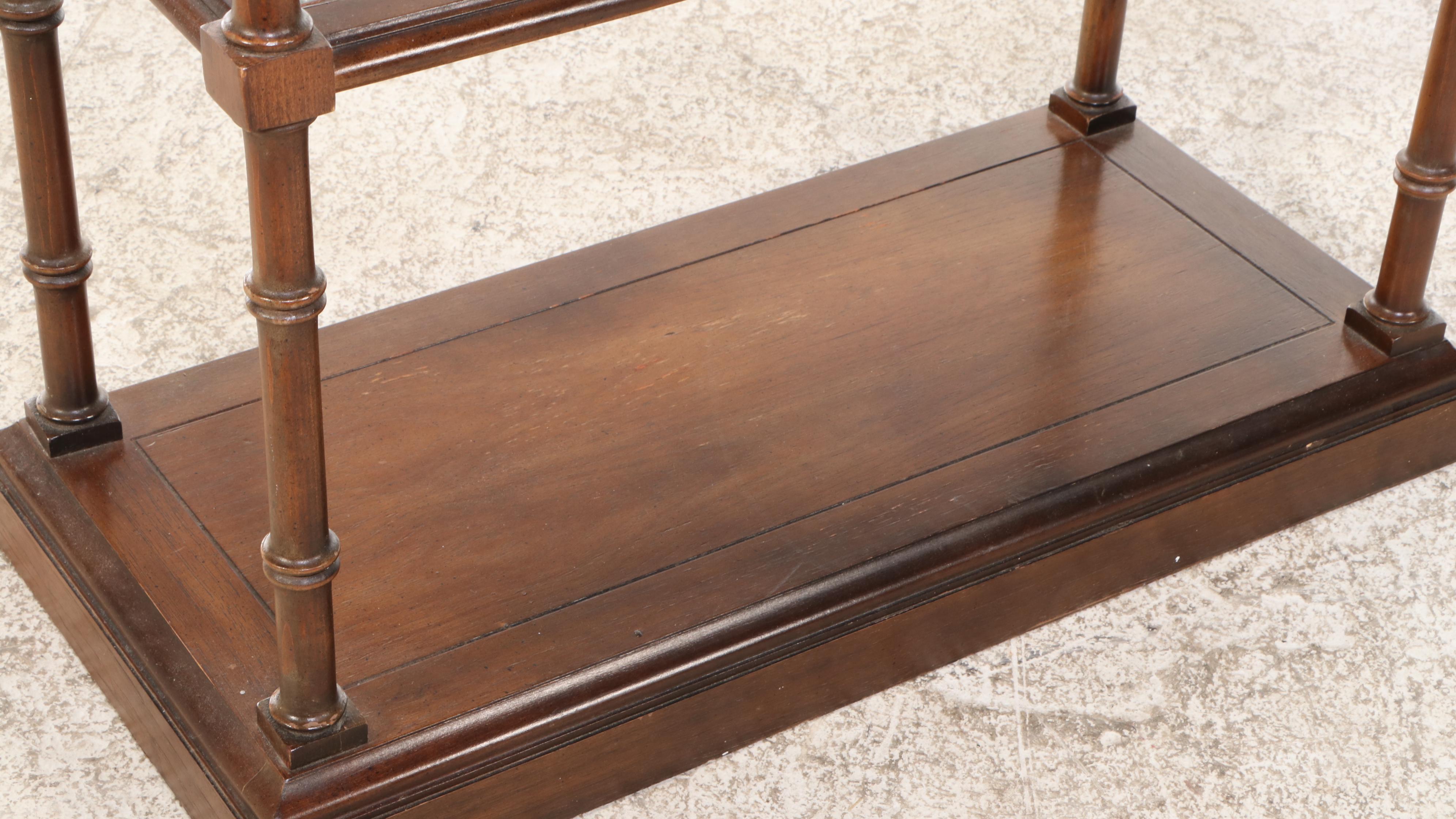 Bamboo Turned Wood Étagère Bookcase with Inset Glass Shelves
