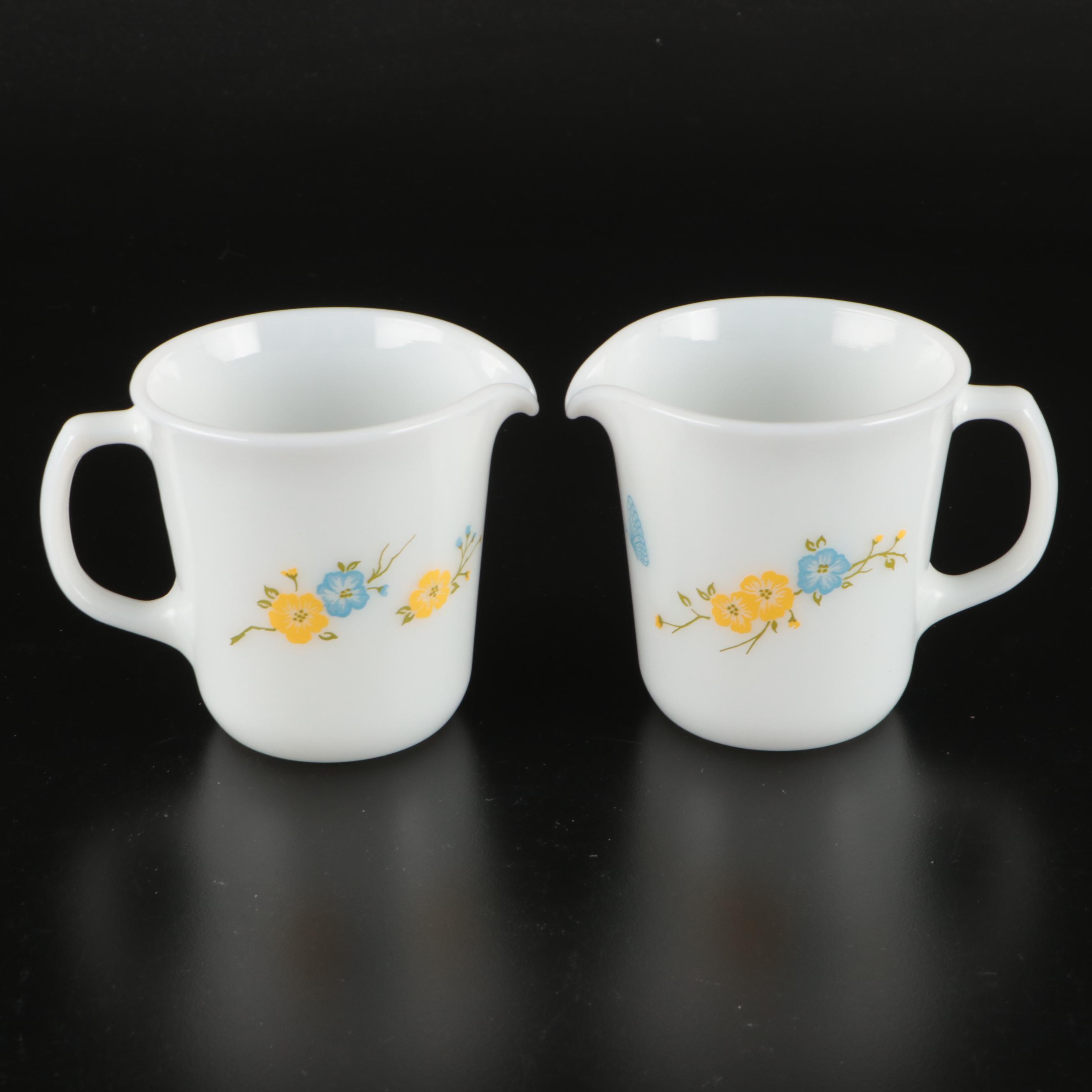 Fire-King and Pyrex Glass Teacups, Saucers, Sugar Bowls, and Creamers