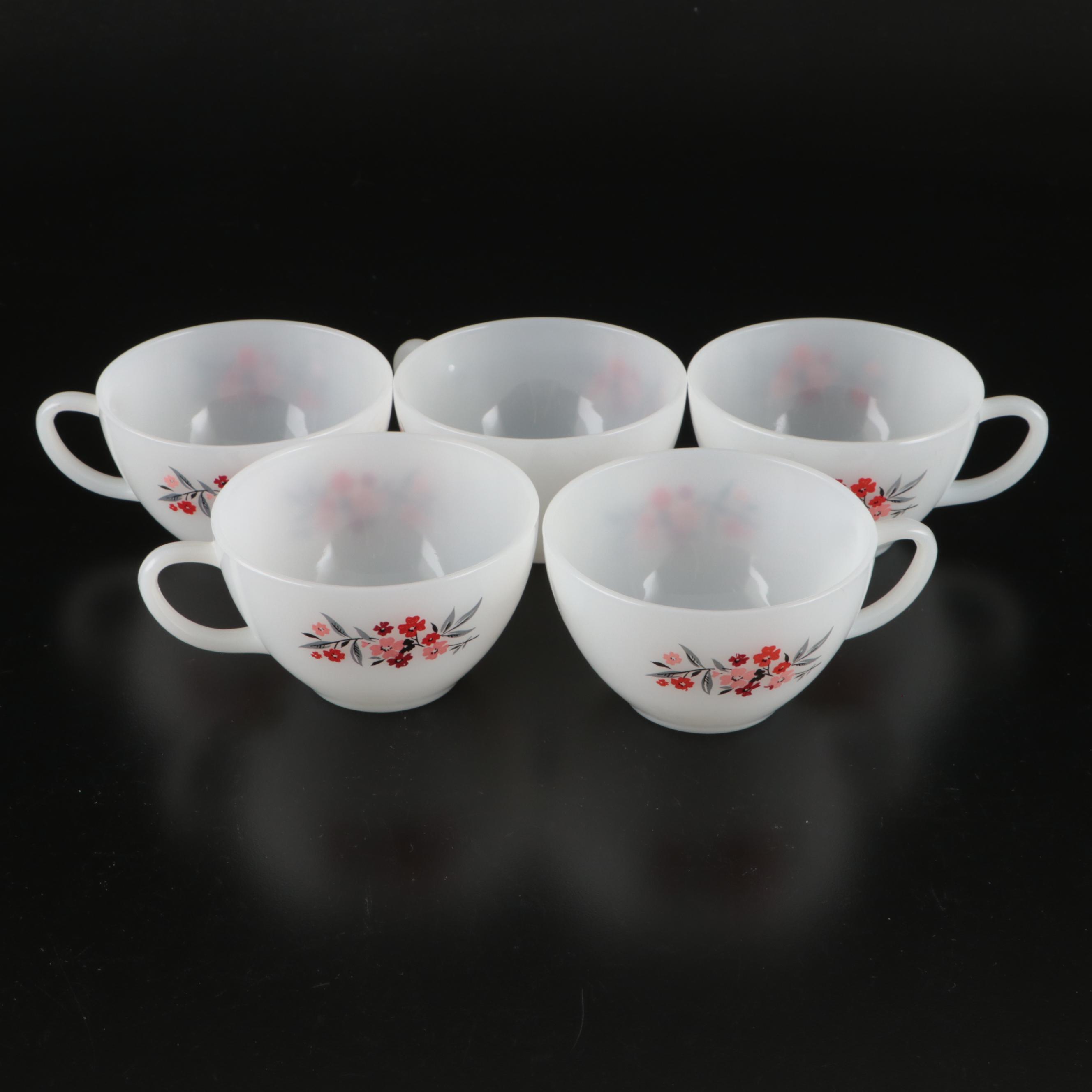 Fire-King and Pyrex Glass Teacups, Saucers, Sugar Bowls, and Creamers