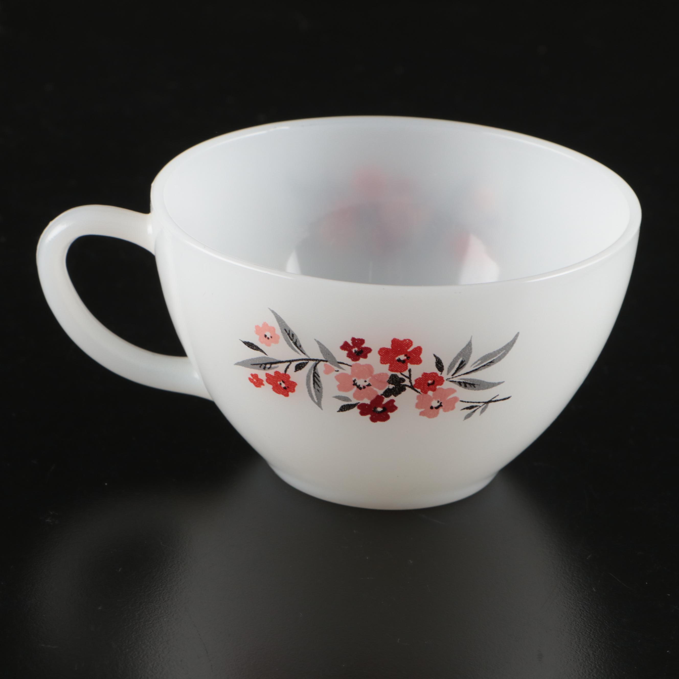 Fire-King and Pyrex Glass Teacups, Saucers, Sugar Bowls, and Creamers