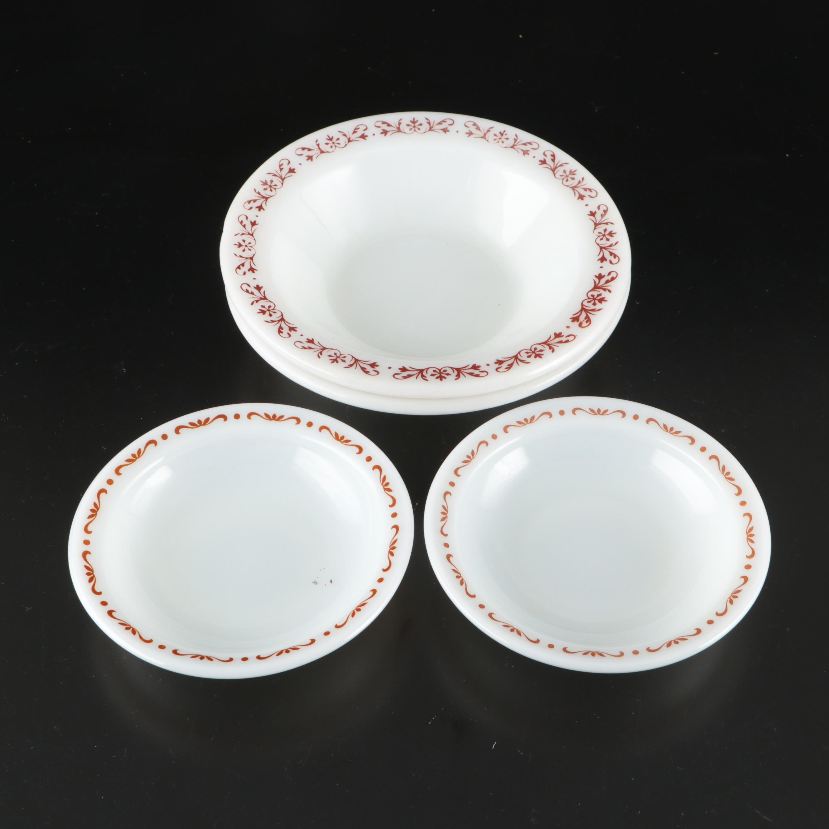 Fire-King and Pyrex Glass Teacups, Saucers, Sugar Bowls, and Creamers