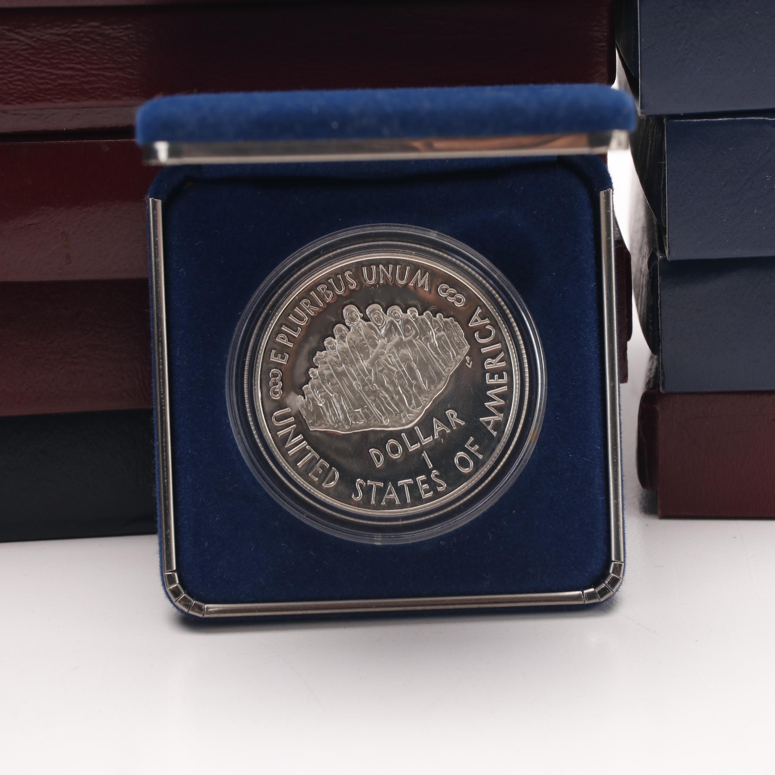 37 Modern Commemorative Silver Dollars Including a 1999 Dolley Madison Proof