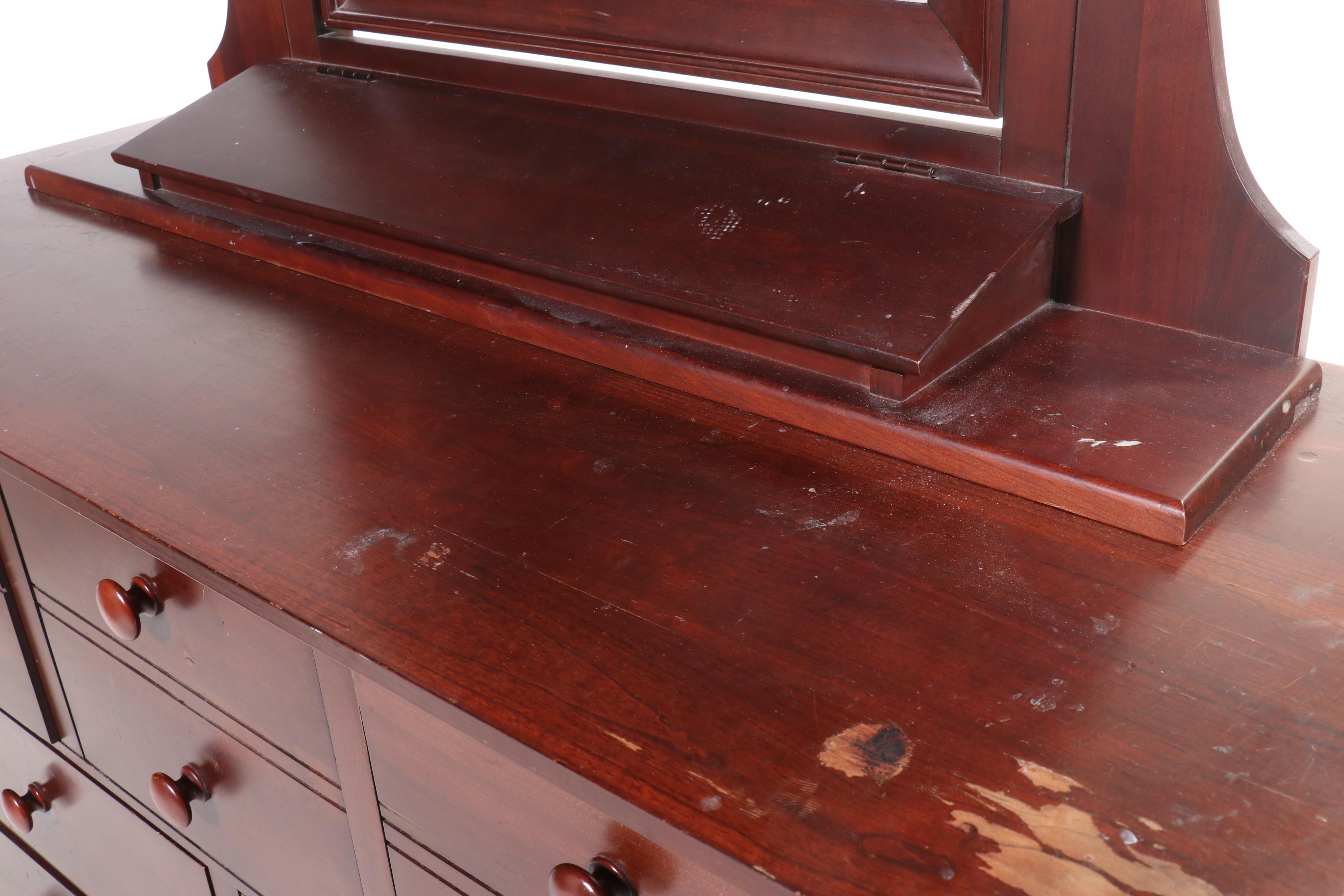 Kincaid Gathering House Cherry Ten-Drawer Dresser with Pair of Nightstands