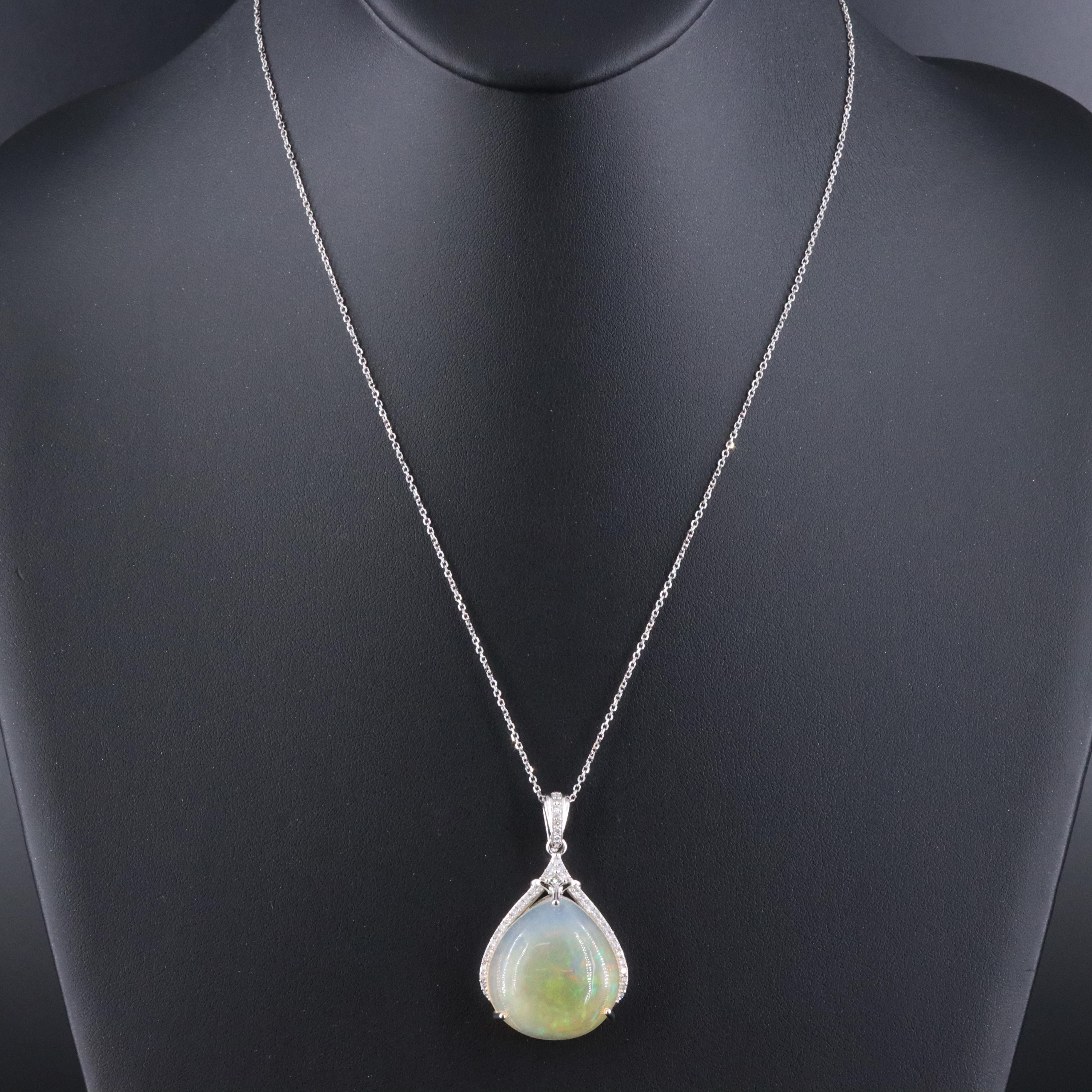 14K Opal and Diamond Enhancer Pendant Necklace