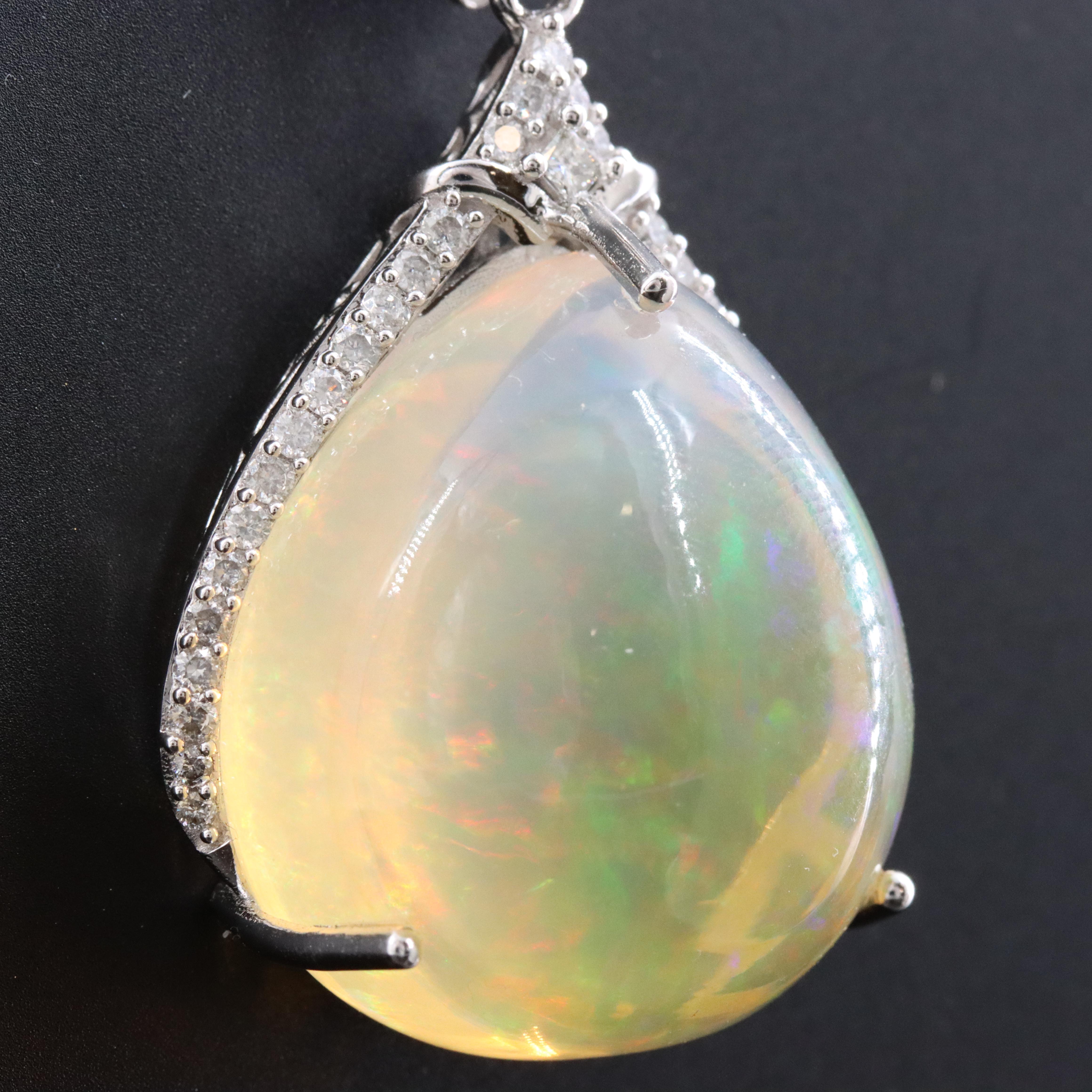 14K Opal and Diamond Enhancer Pendant Necklace