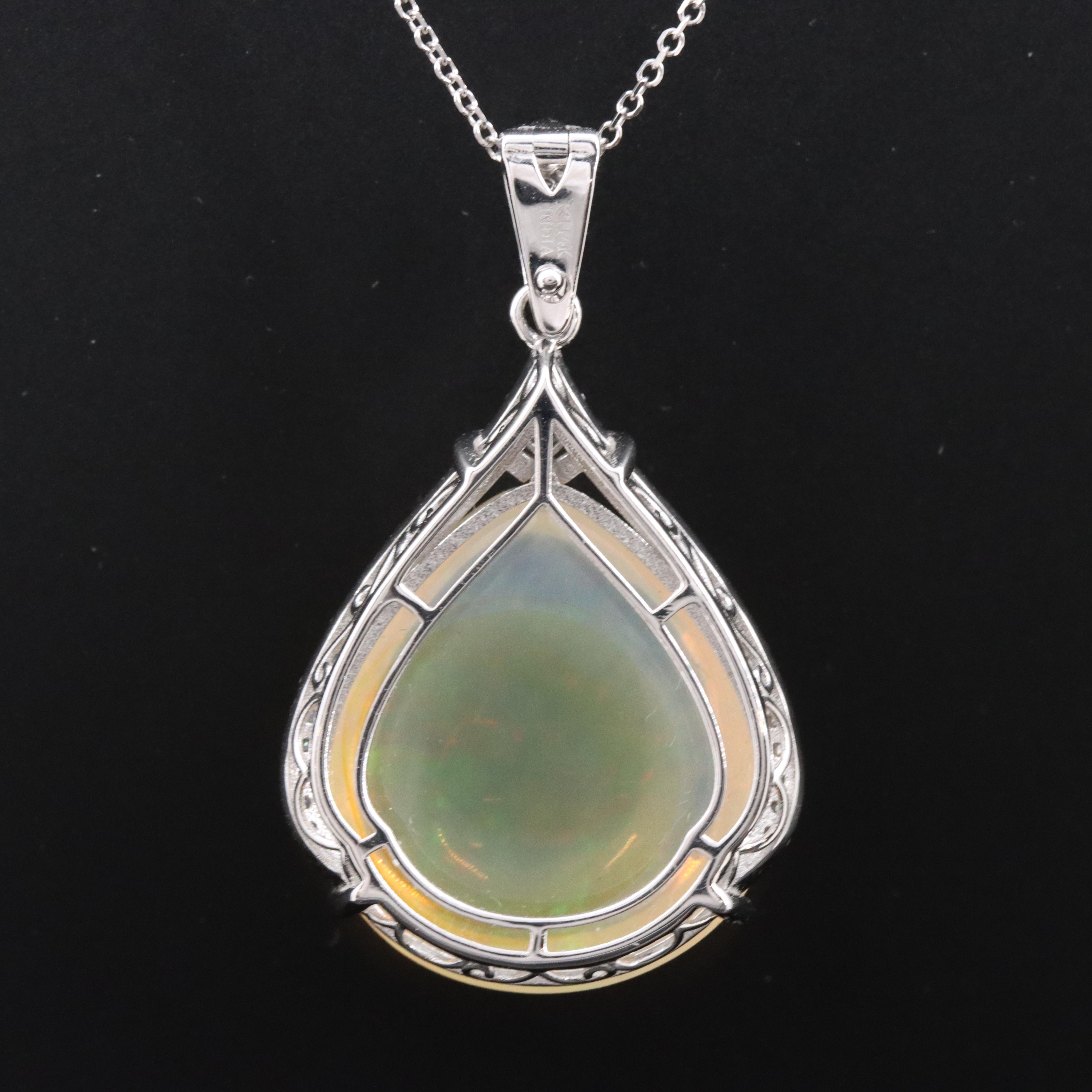 14K Opal and Diamond Enhancer Pendant Necklace