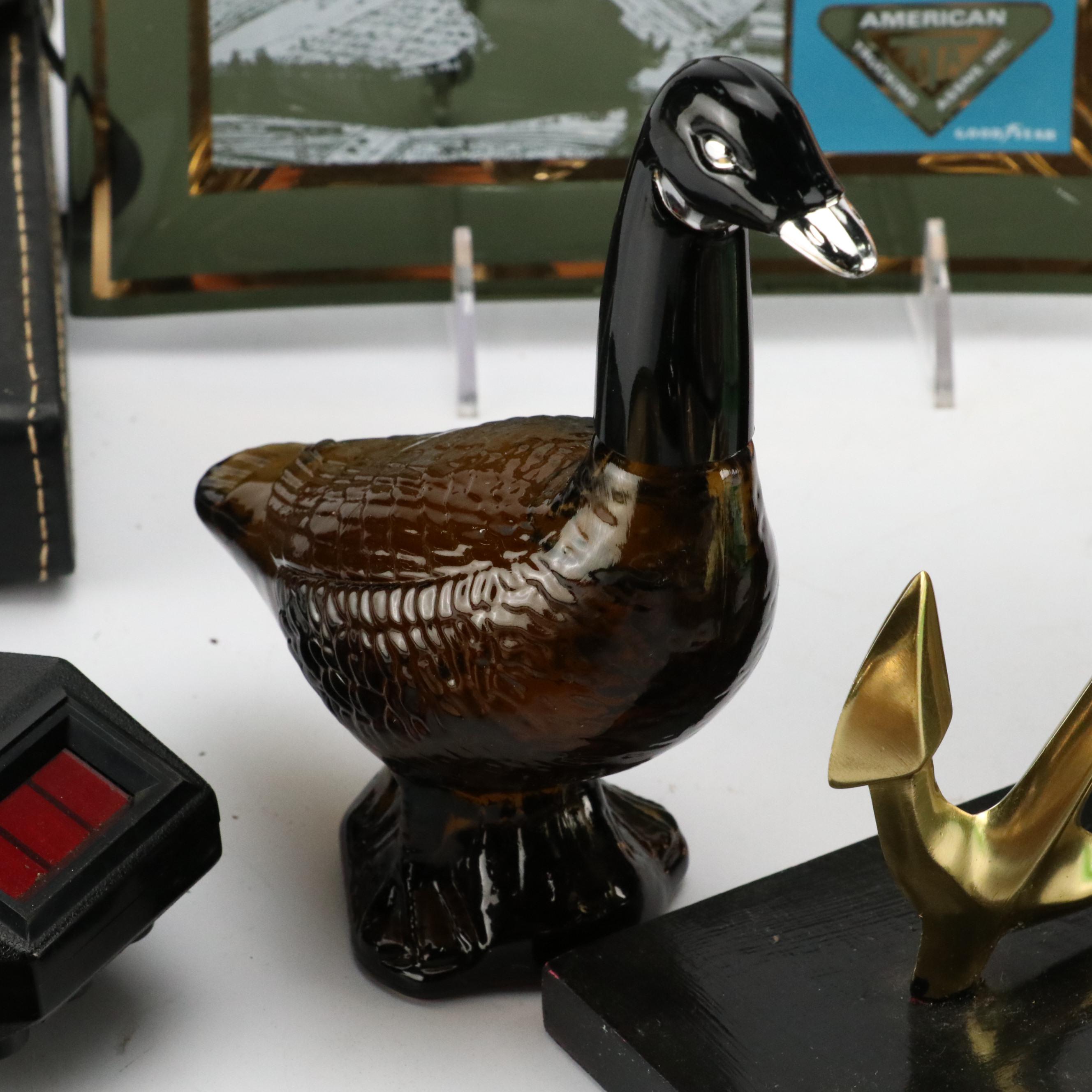 Avon Goose Deep Woods Cologne, Duck Ashtray, Wall Decor, Volt Clamp and Bookends