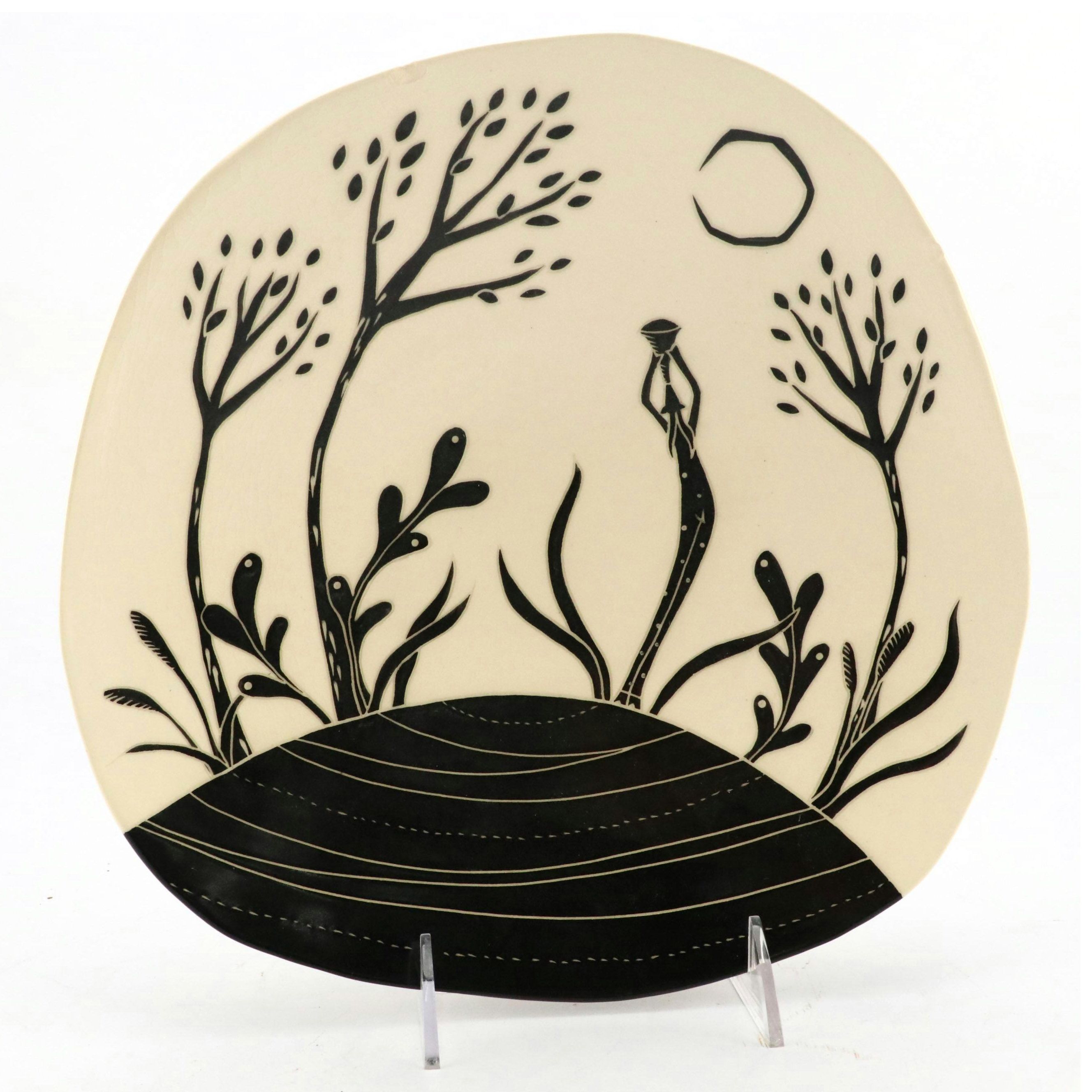 Reiko Miyagi Studio Art Pottery Footed Plate