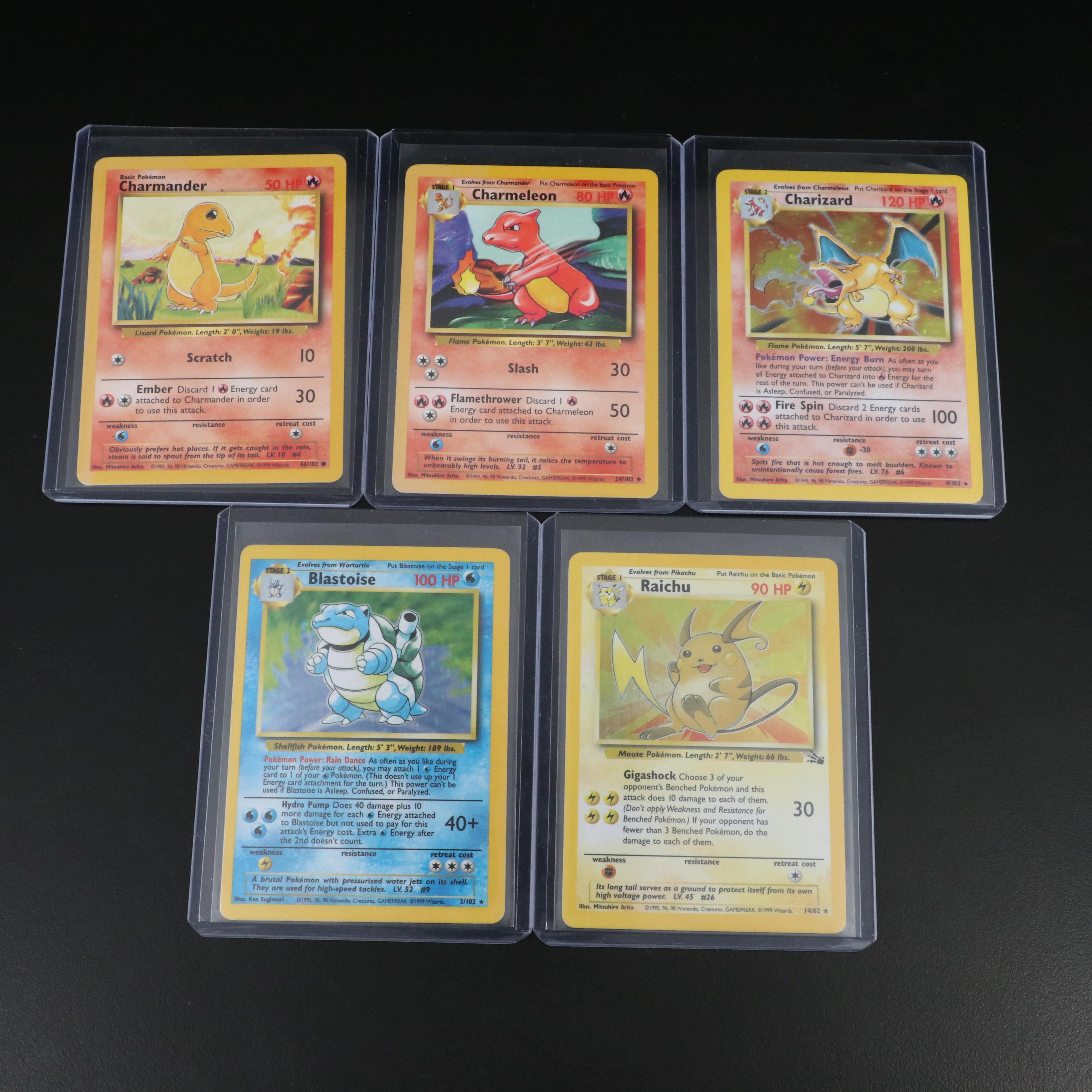 Pokémon Cards Featuring Base Set Holographic Charizard and Blastoise with More