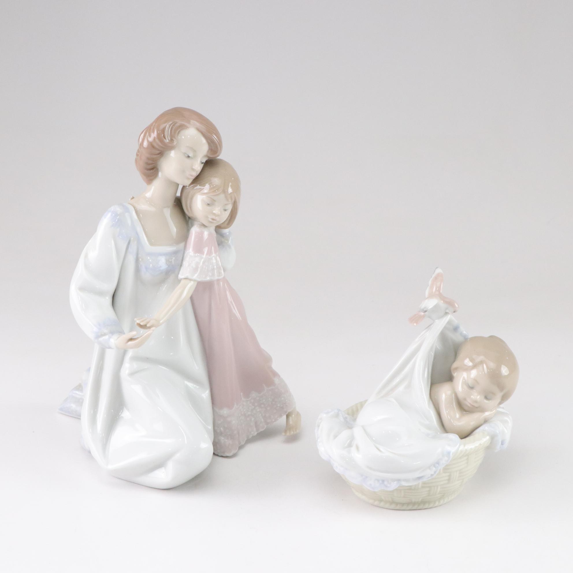 Lladró Artist Signed "Good Night" with "Tender Dreams" Porcelain Figurines, 1994