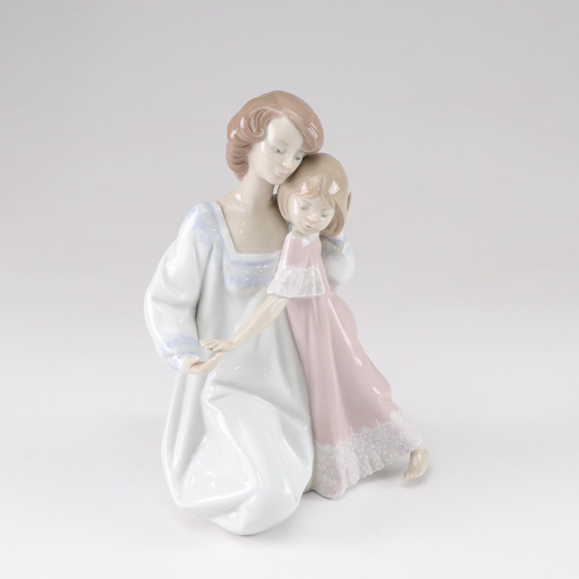 Lladró Artist Signed "Good Night" with "Tender Dreams" Porcelain Figurines, 1994