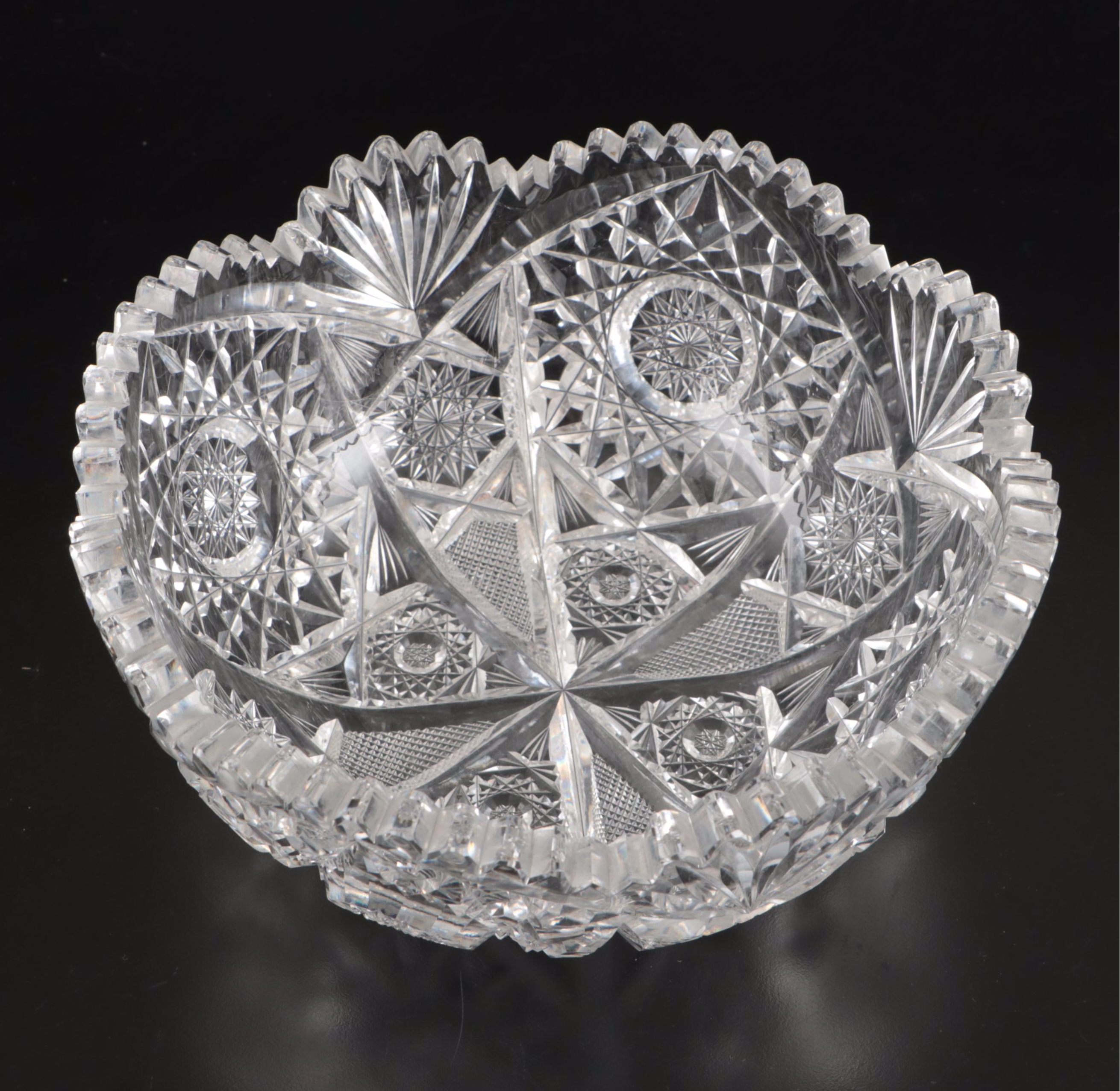 American Brilliant Cut Glass Bowl and Tobacco Jar