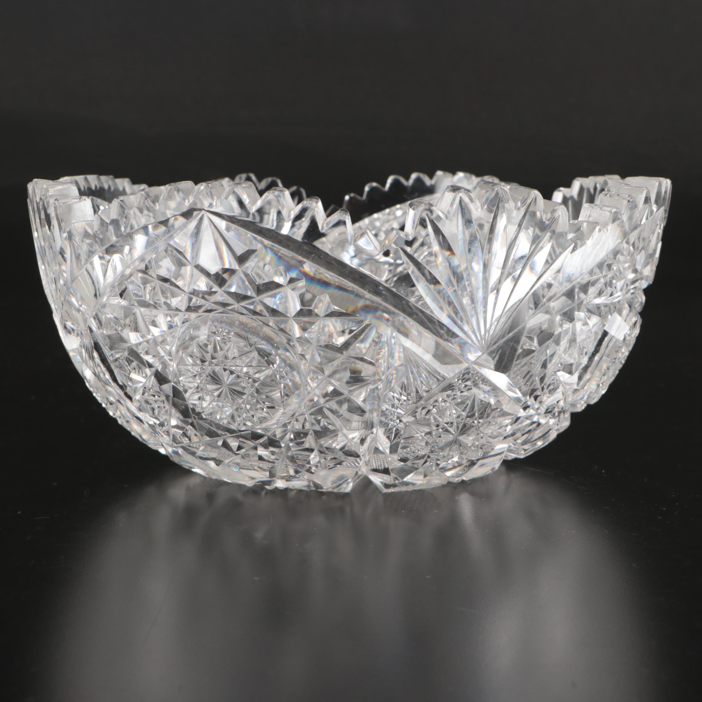 American Brilliant Cut Glass Bowl and Tobacco Jar