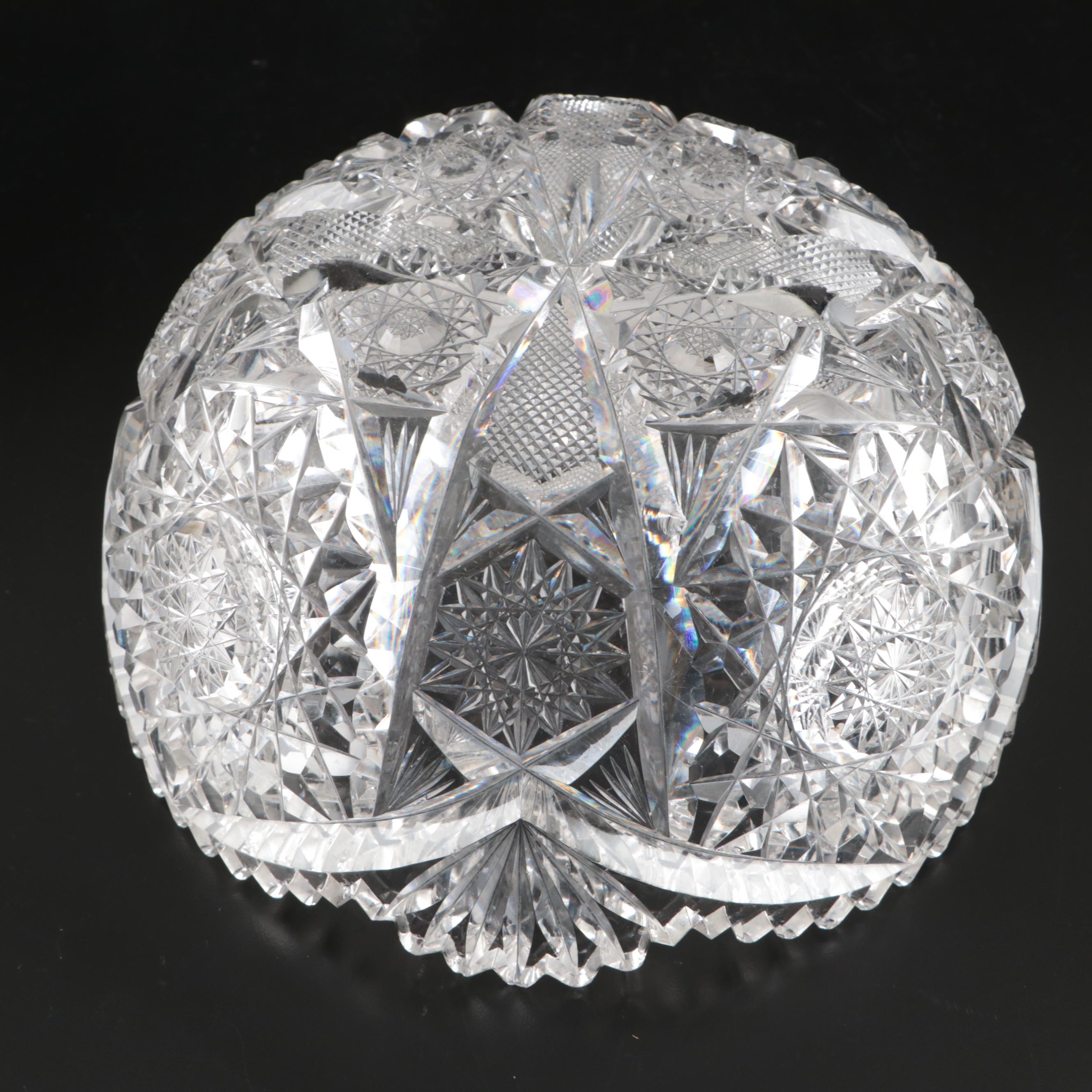 American Brilliant Cut Glass Bowl and Tobacco Jar