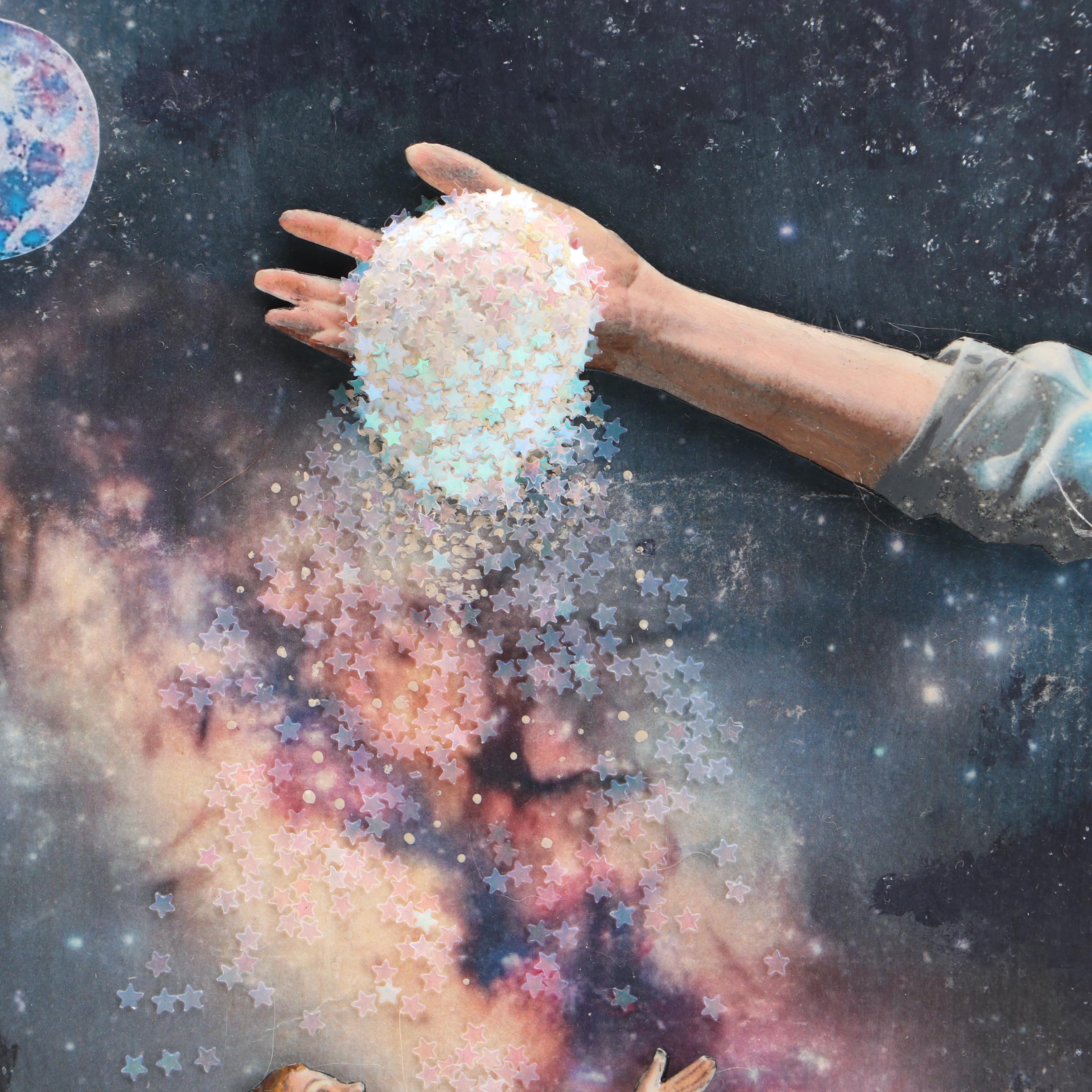 Deborah Kovacs-Sturdevant Mixed Media Collage "Blessings Rain Down from Heaven"