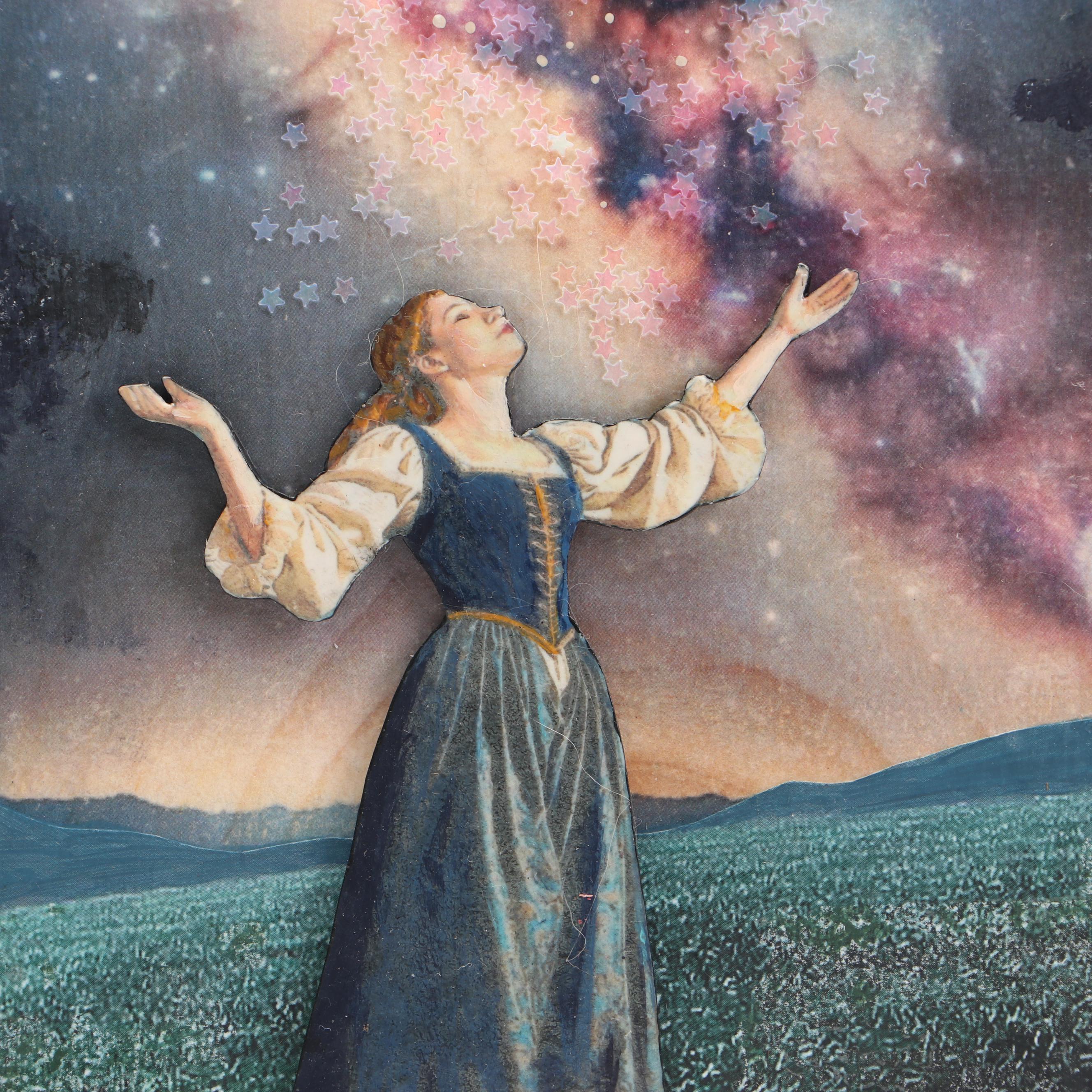 Deborah Kovacs-Sturdevant Mixed Media Collage "Blessings Rain Down from Heaven"