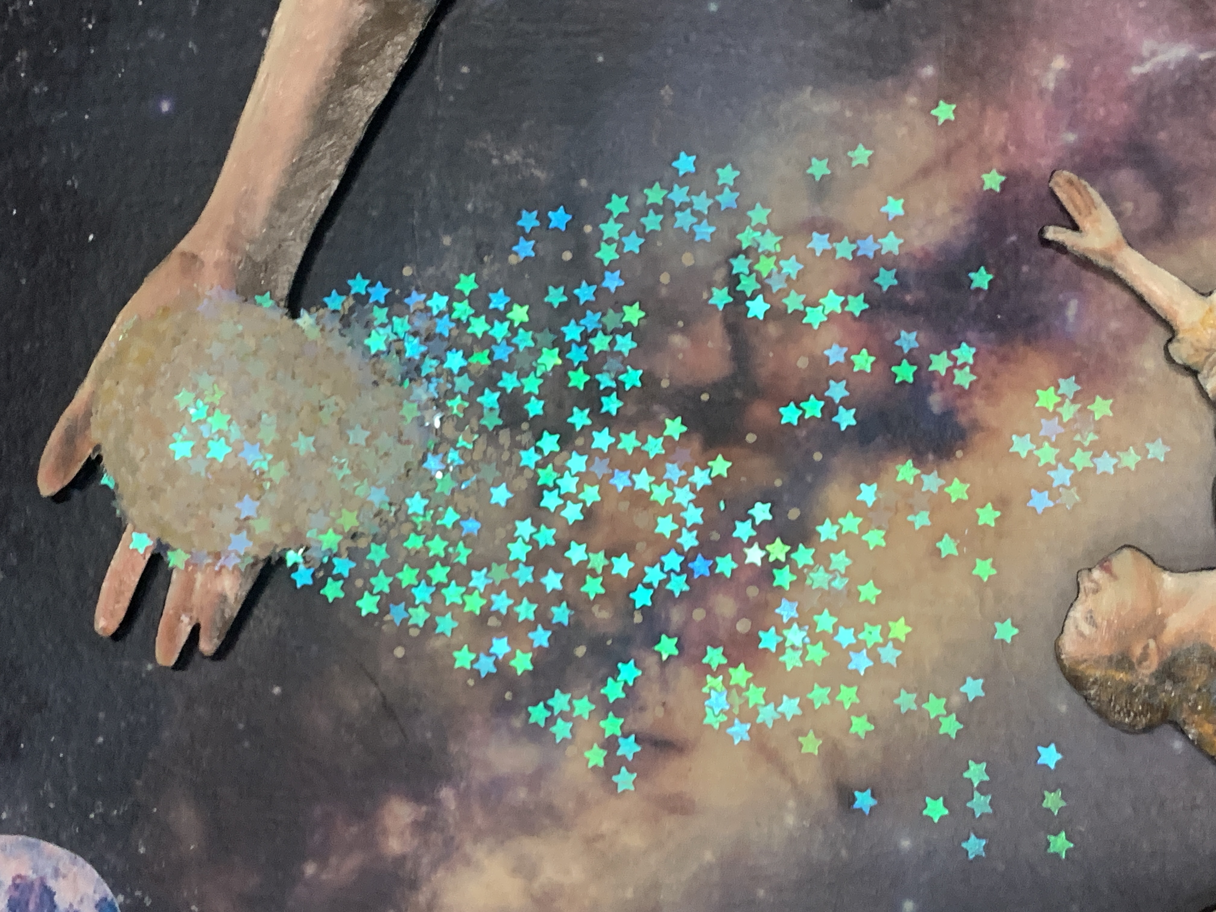 Deborah Kovacs-Sturdevant Mixed Media Collage "Blessings Rain Down from Heaven"