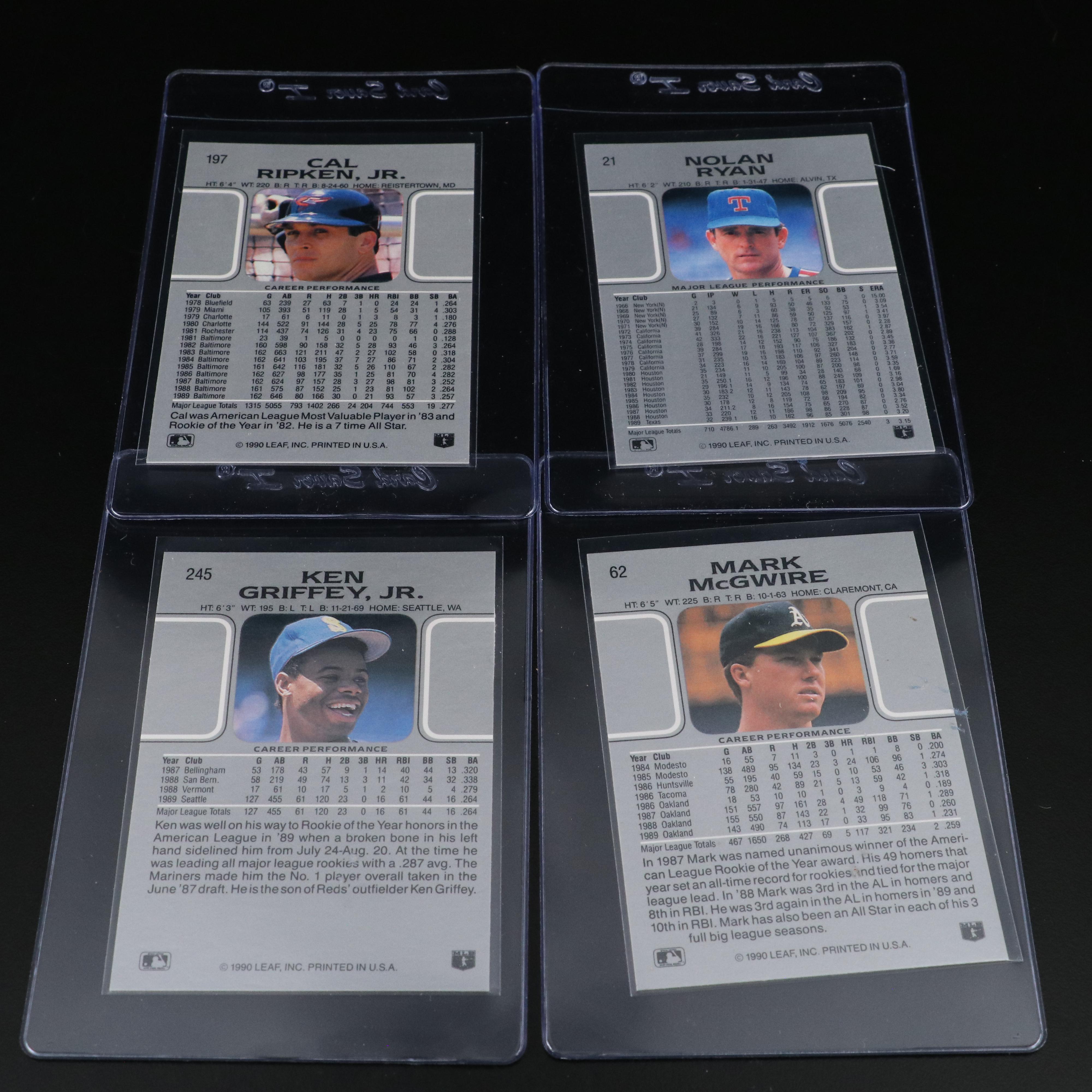 1990 Leaf Baseball Cards Featuring Ken Griffey Jr., Mark McGwire, and More