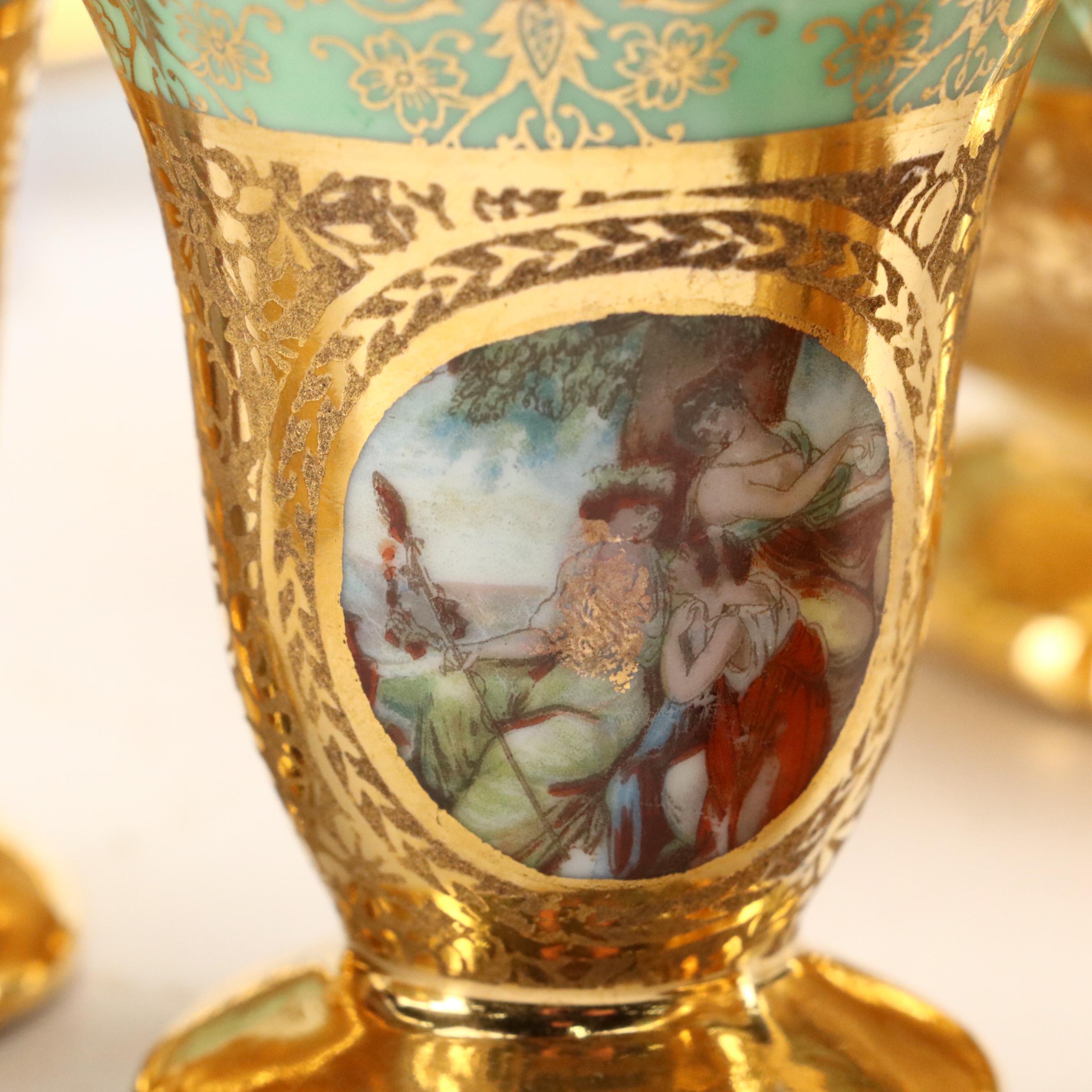 LeMieux China 24K Gilt Porcelain Decanter, Cups, Perfume Bottles and More, 1930s