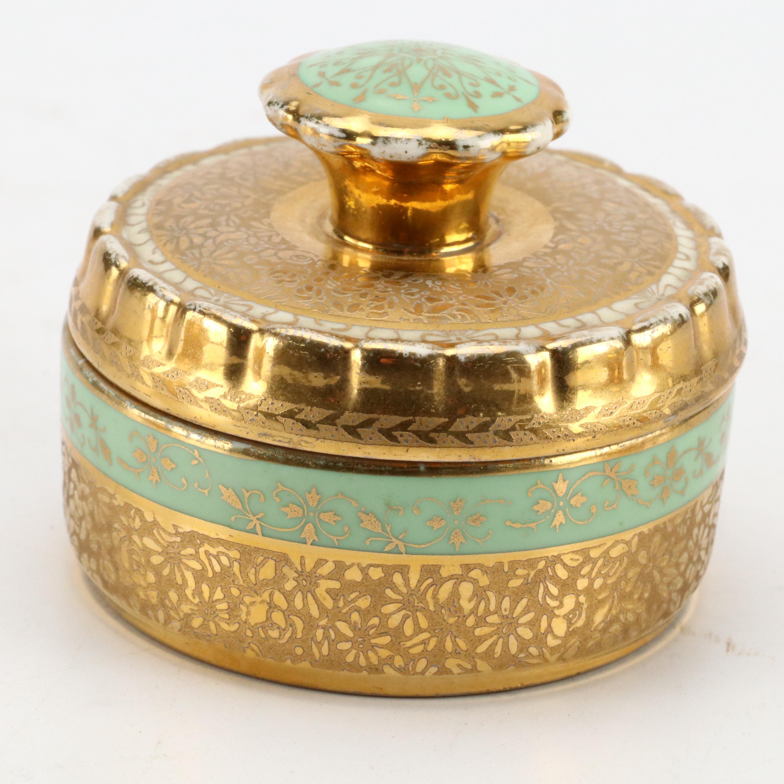 LeMieux China 24K Gilt Porcelain Decanter, Cups, Perfume Bottles and More, 1930s