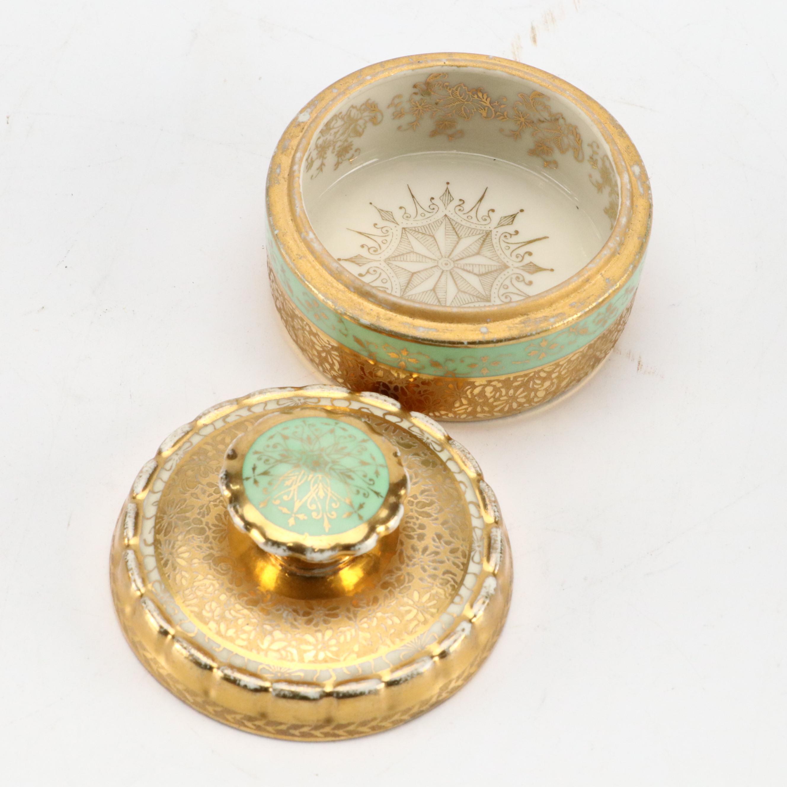 LeMieux China 24K Gilt Porcelain Decanter, Cups, Perfume Bottles and More, 1930s