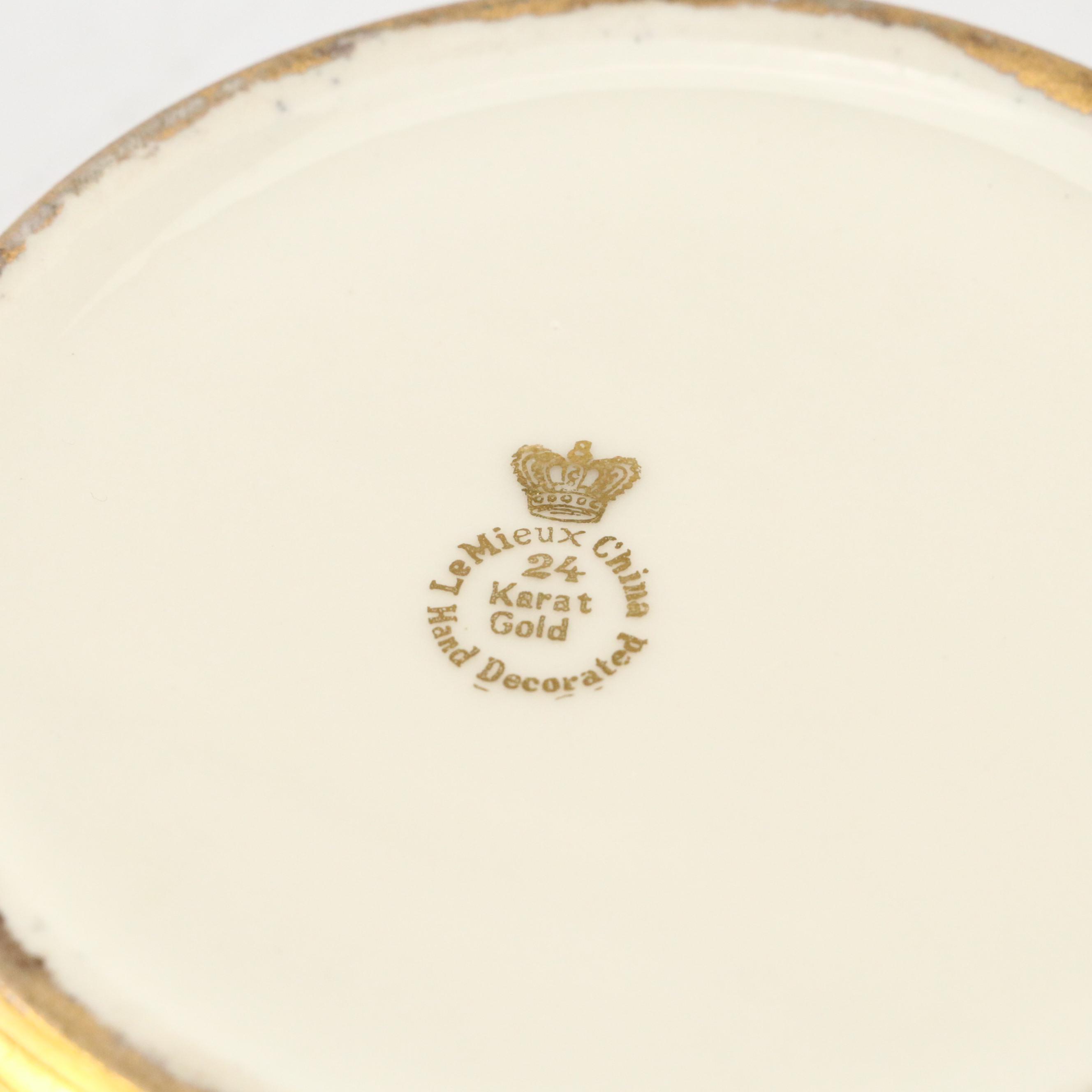 LeMieux China 24K Gilt Porcelain Decanter, Cups, Perfume Bottles and More, 1930s