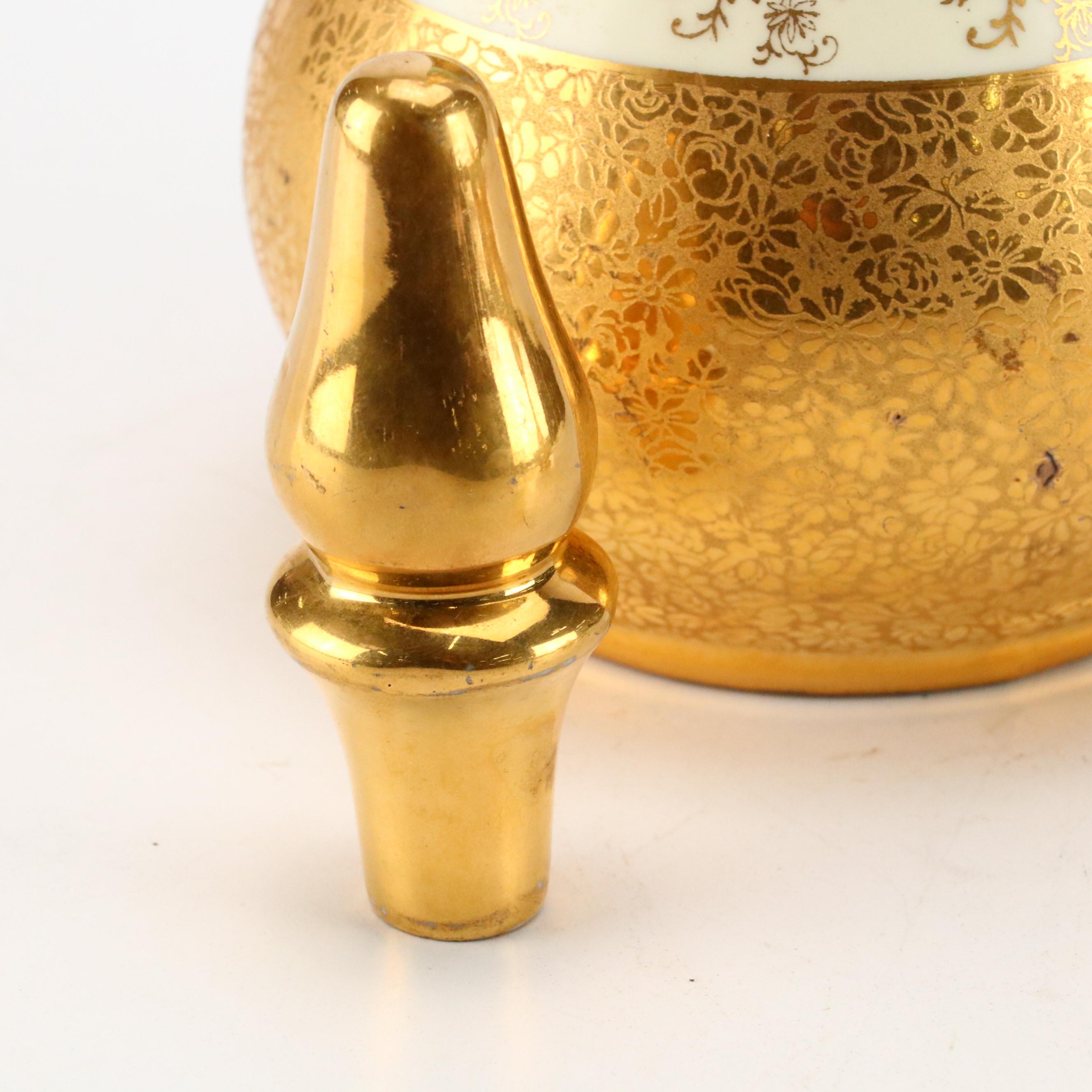 LeMieux China 24K Gilt Porcelain Decanter, Cups, Perfume Bottles and More, 1930s