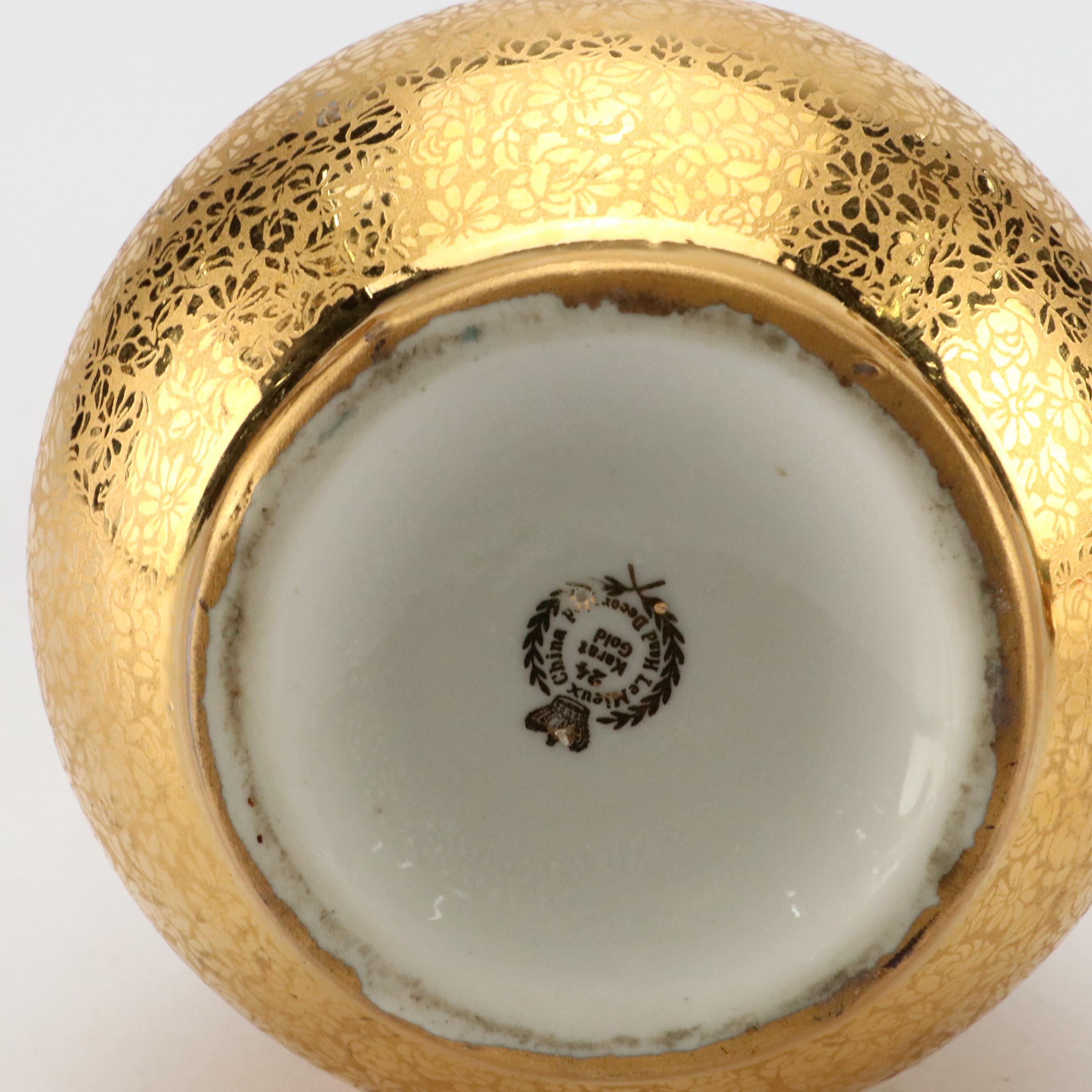 LeMieux China 24K Gilt Porcelain Decanter, Cups, Perfume Bottles and More, 1930s