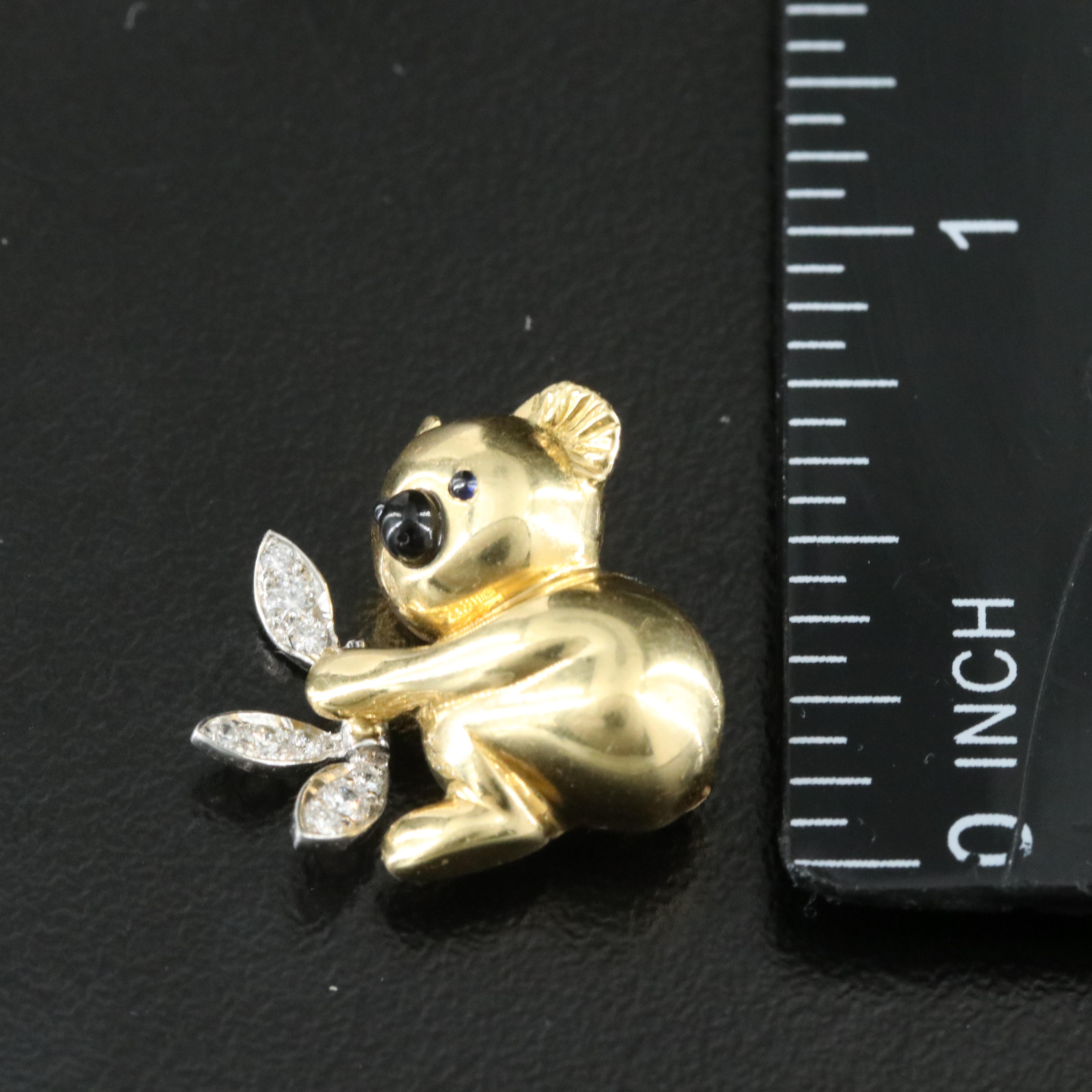 18K Diamond Koala Brooch