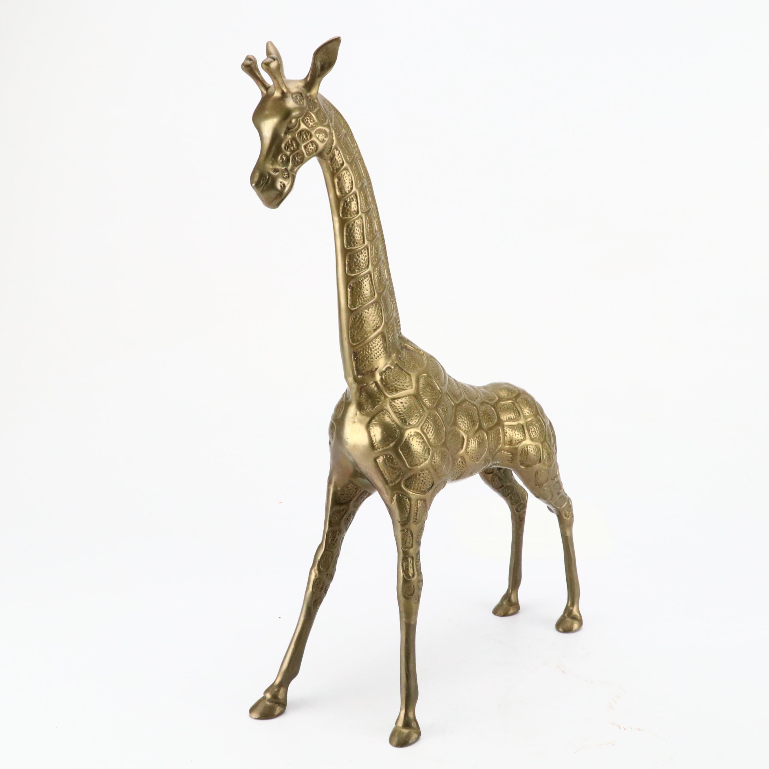 Brass Giraffes, Rabbit and Goose Figurines with Duck Bookends
